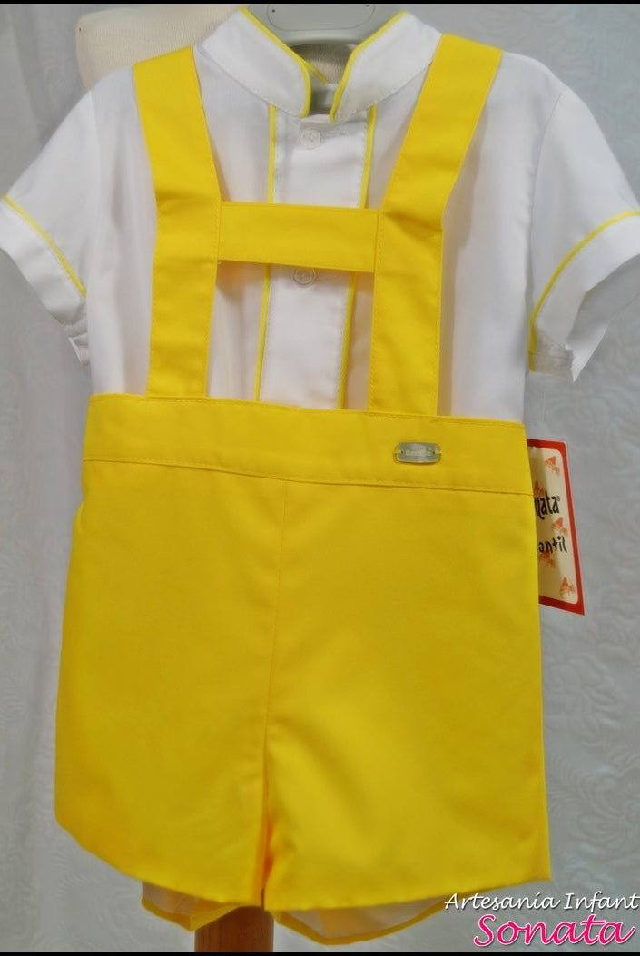 Sonata Infantil boys yellow and cream H-bar set, traditional Spanish summer outfit for boys age 3