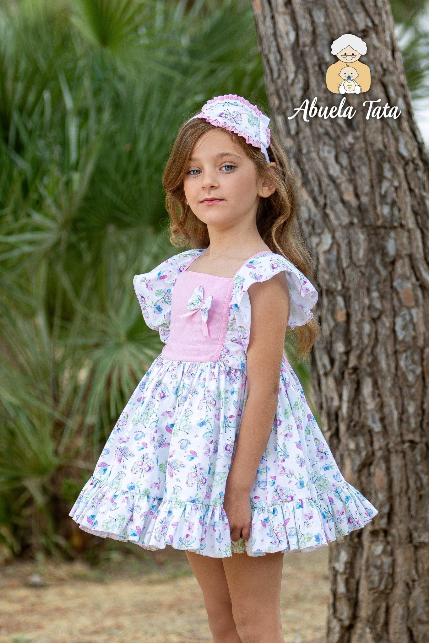 Abuela Tata SS25 - Girl's Multi Coloured Print Summer Dress - Mariposa Children's Boutique