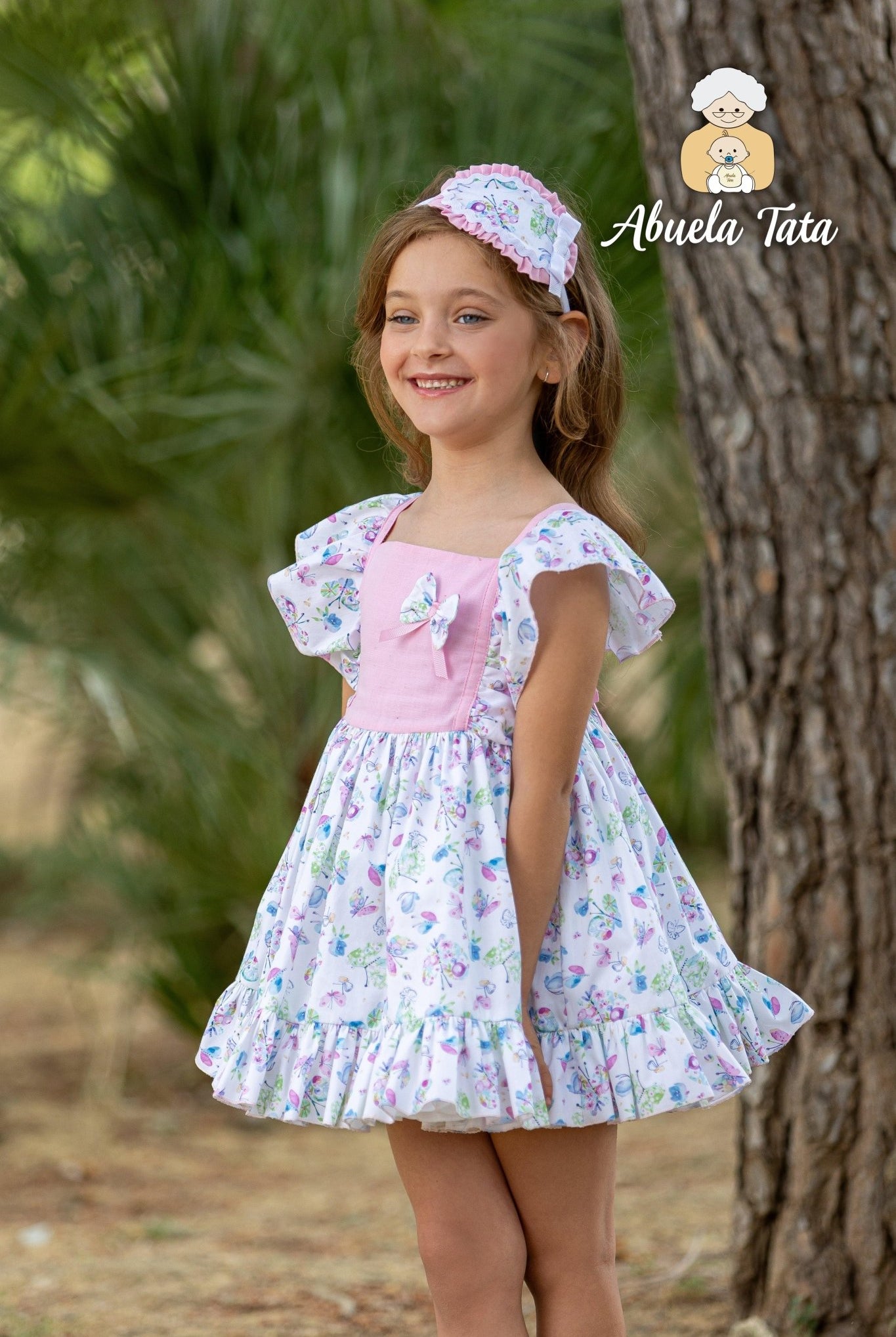 Abuela Tata SS25 - Girl's Multi Coloured Print Summer Dress - Mariposa Children's Boutique