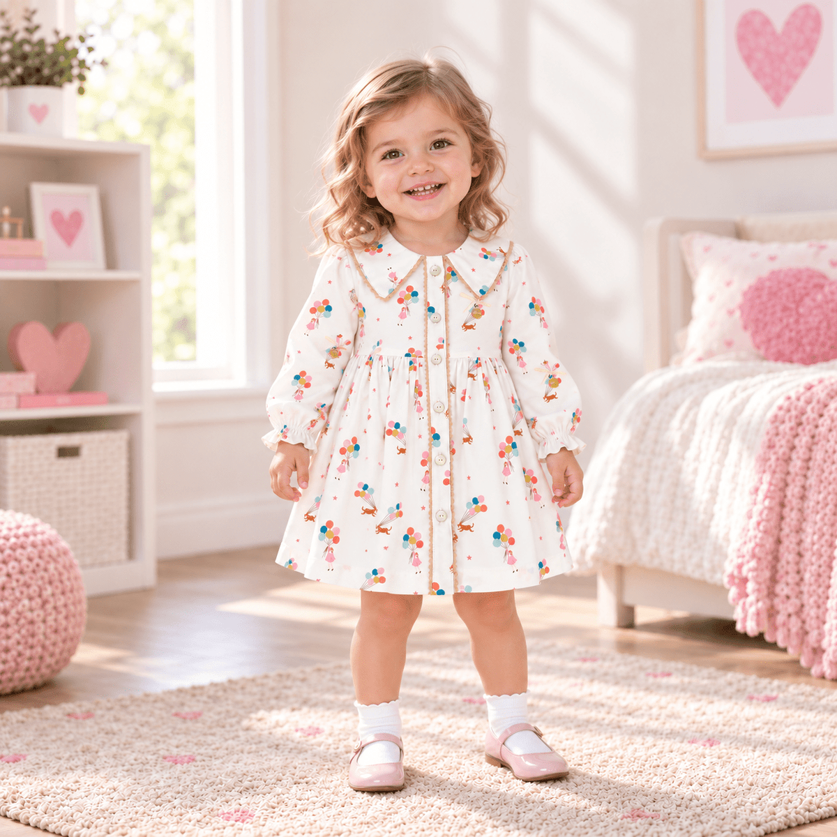 Alhuka Cotton Baby Dress in 12m and 18m.