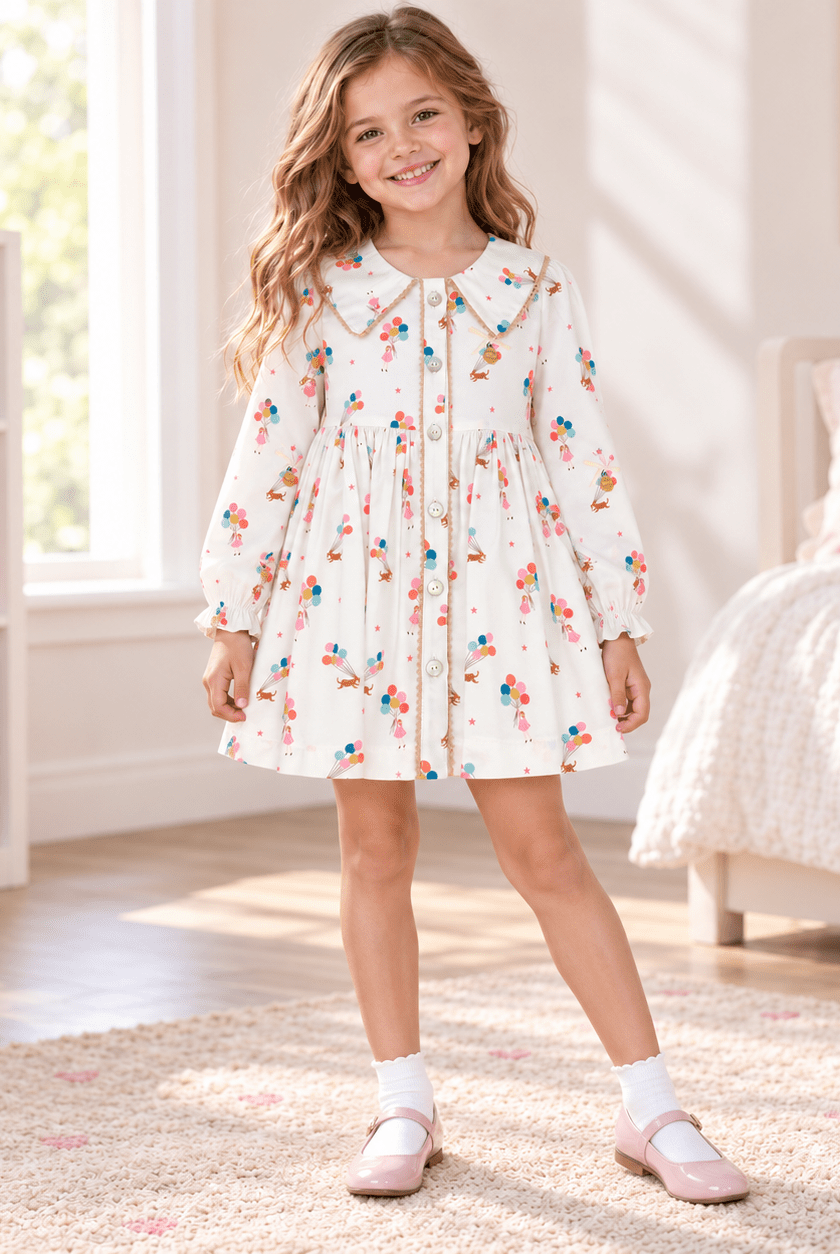 Alhuka Girls Multi Coloured Cotton Summer Dress | Clearance Sale