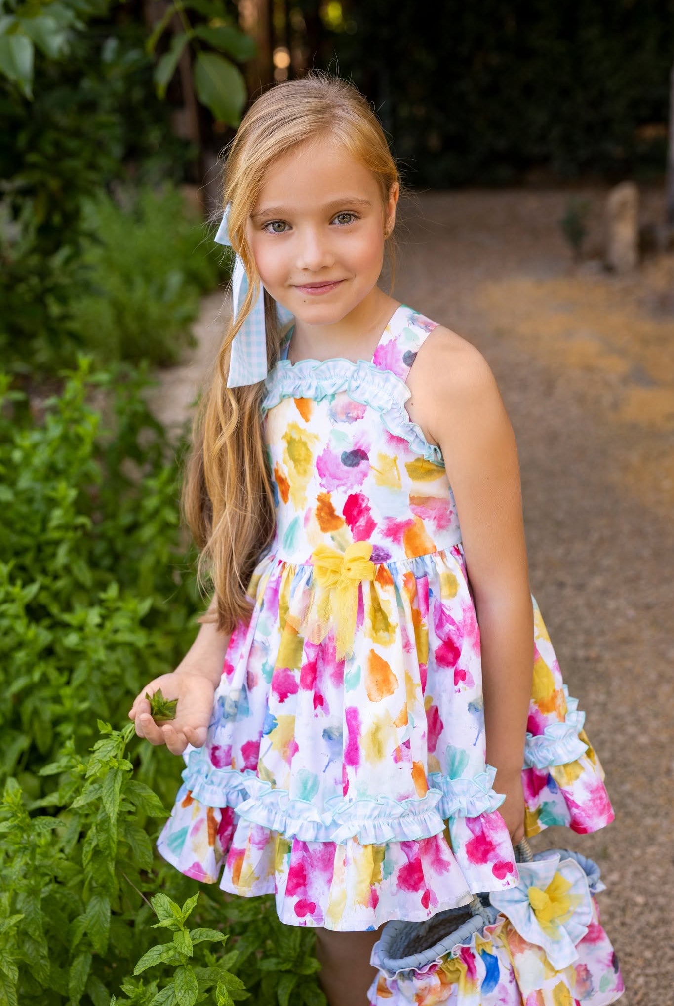 Alhuka girls multicoloured floral summer dress age 6 years Spanish childrenswear clearance sale