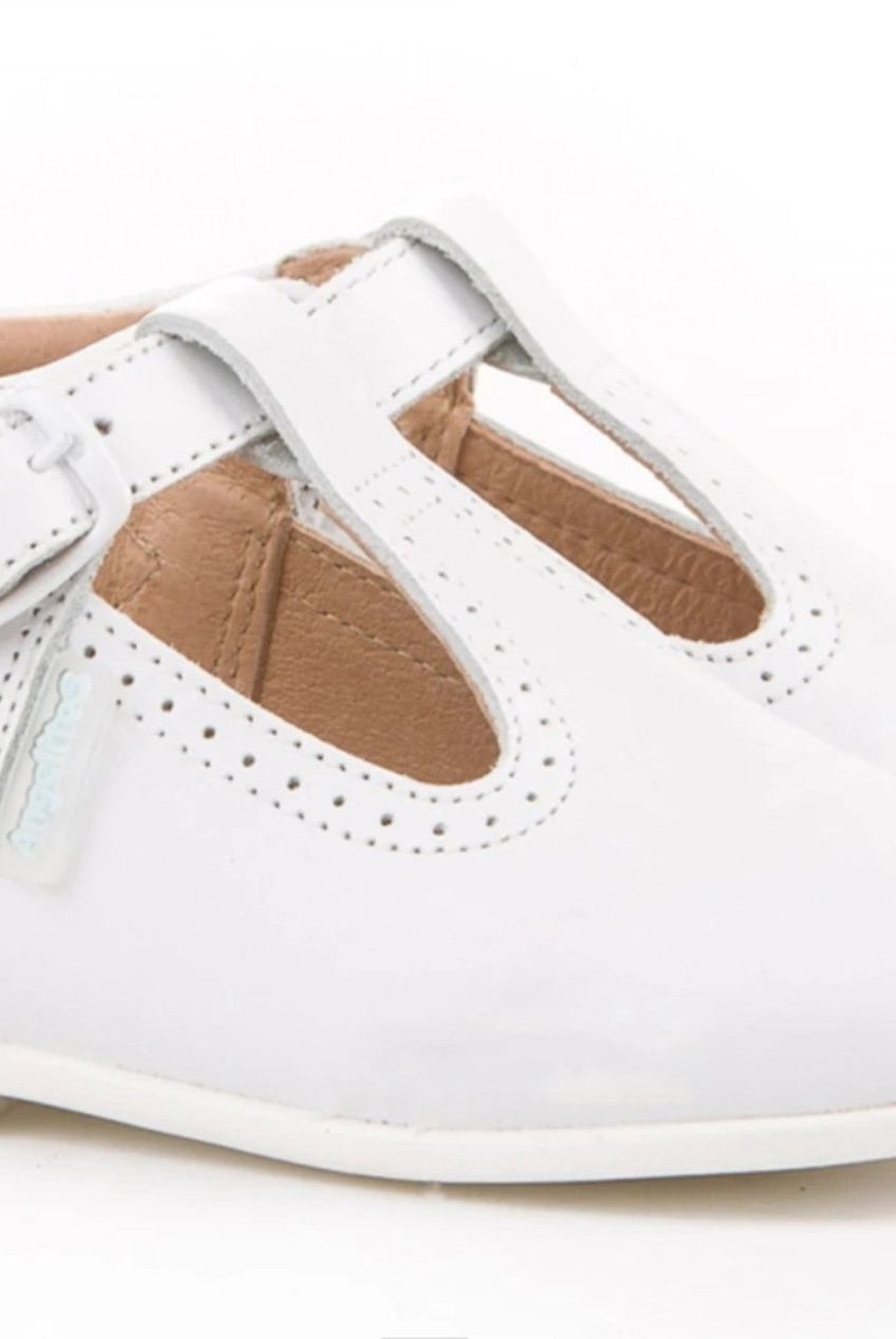Angelitos Boys' White Leather T-Bar Shoes