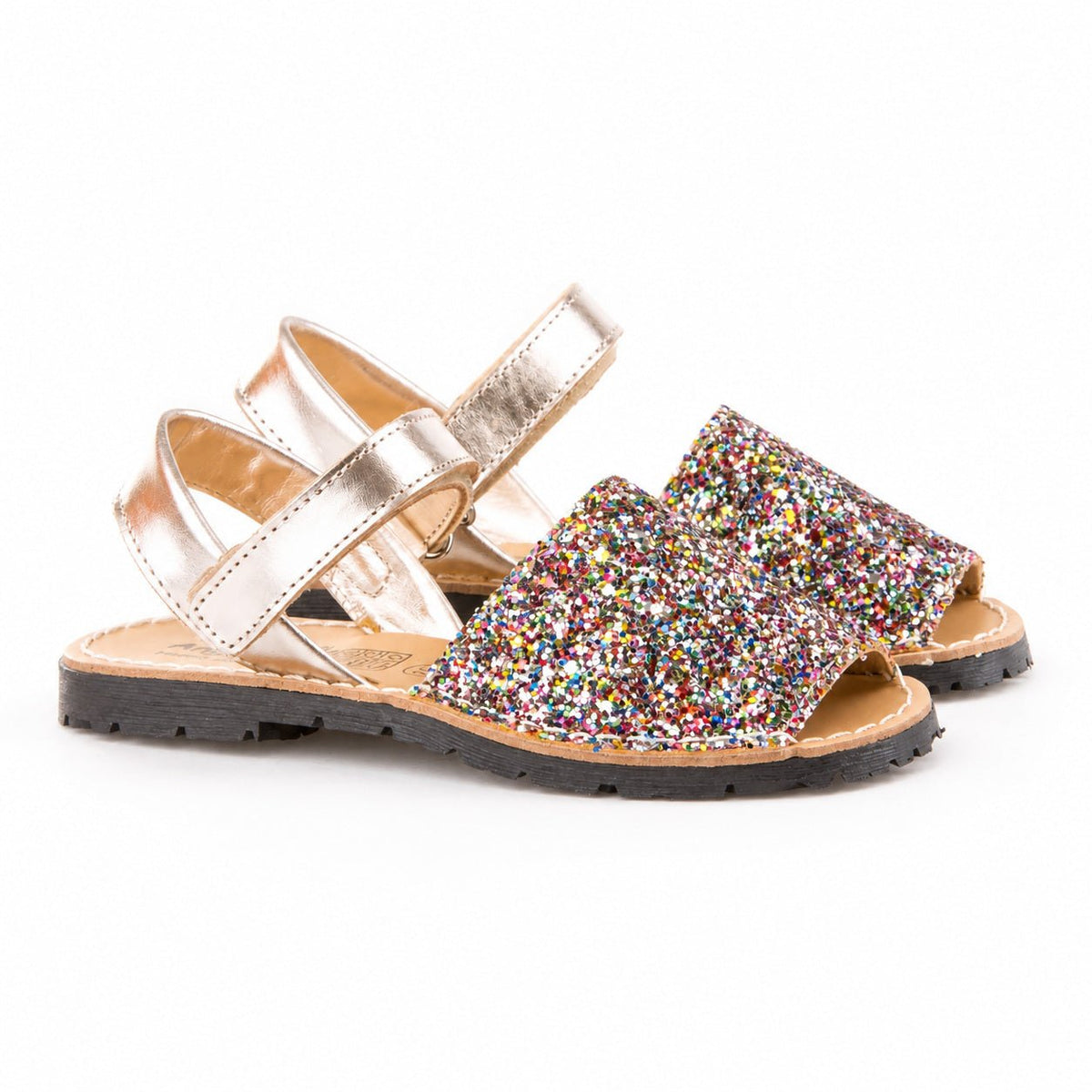 Angelitos - Girls Multi Glitter Leather Sandals