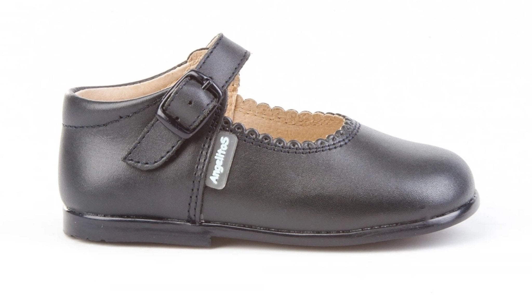 Angelitos Girls Navy Leather Mary Jane Shoes