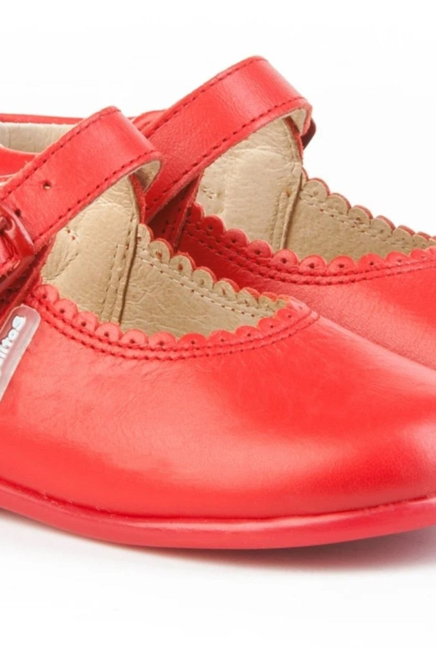 Angelitos Girl's Red Leather Mary Jane Shoes