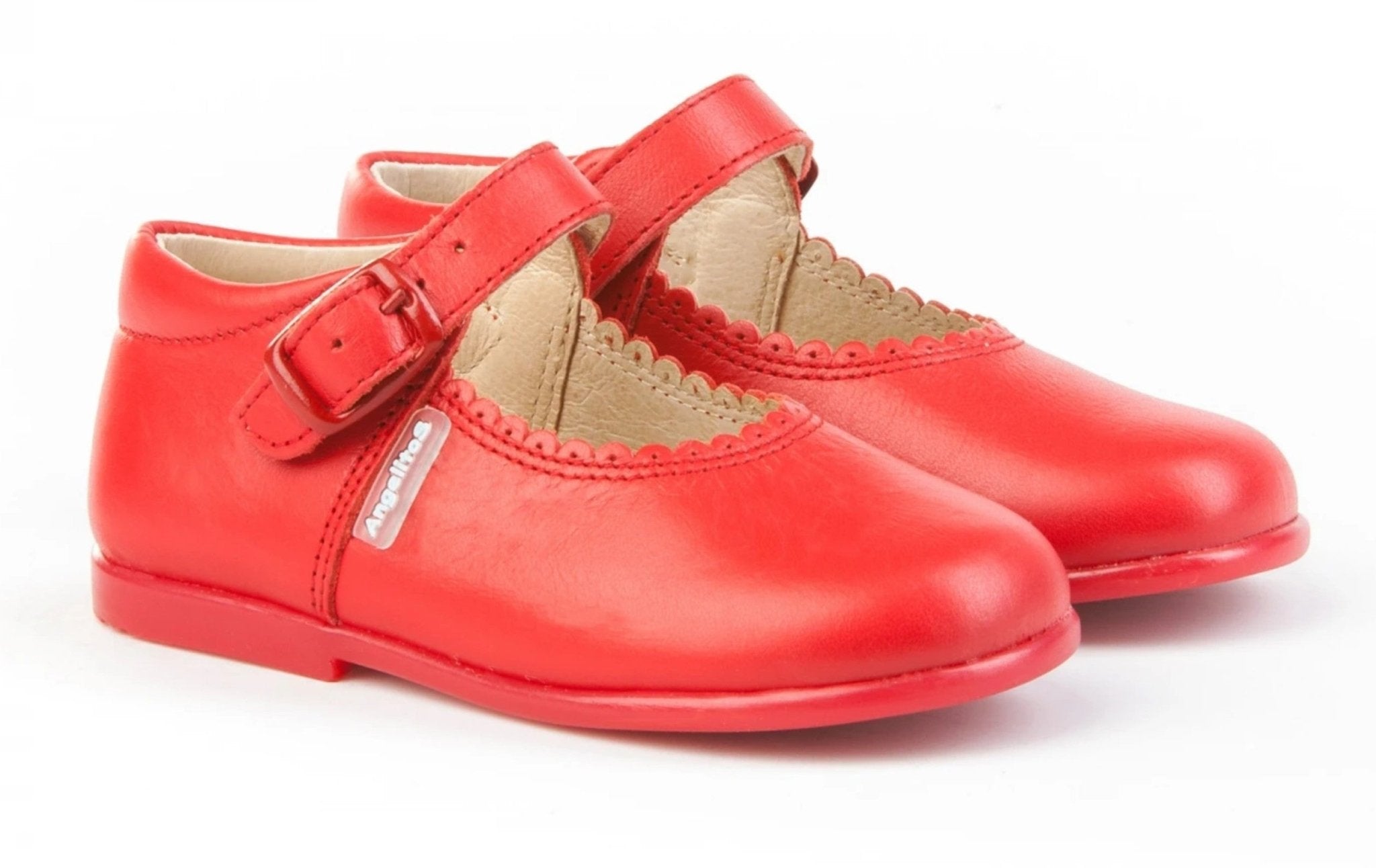 Angelitos Girl's Red Leather Mary Jane Shoes