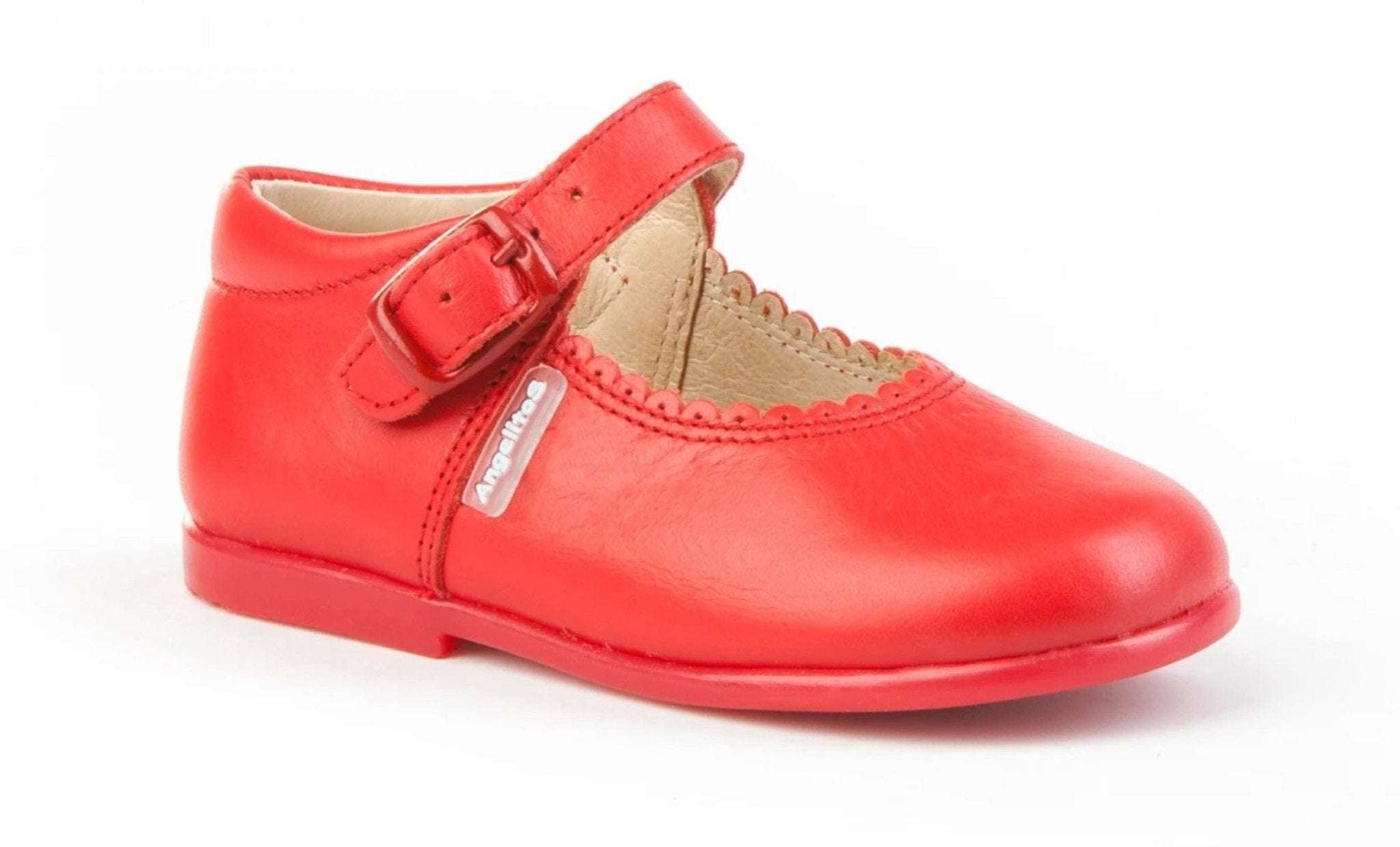 Angelitos Girl's Red Leather Mary Jane Shoes