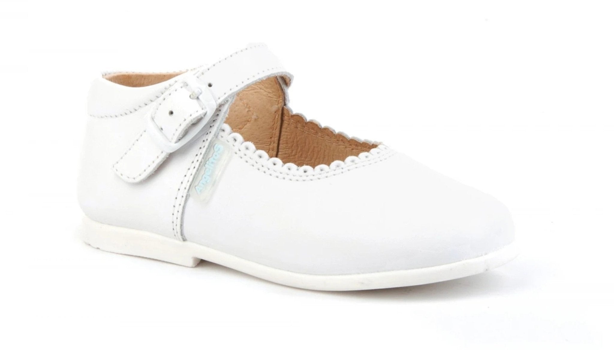 Angelitos Girl's White Leather Mary Jane Shoes