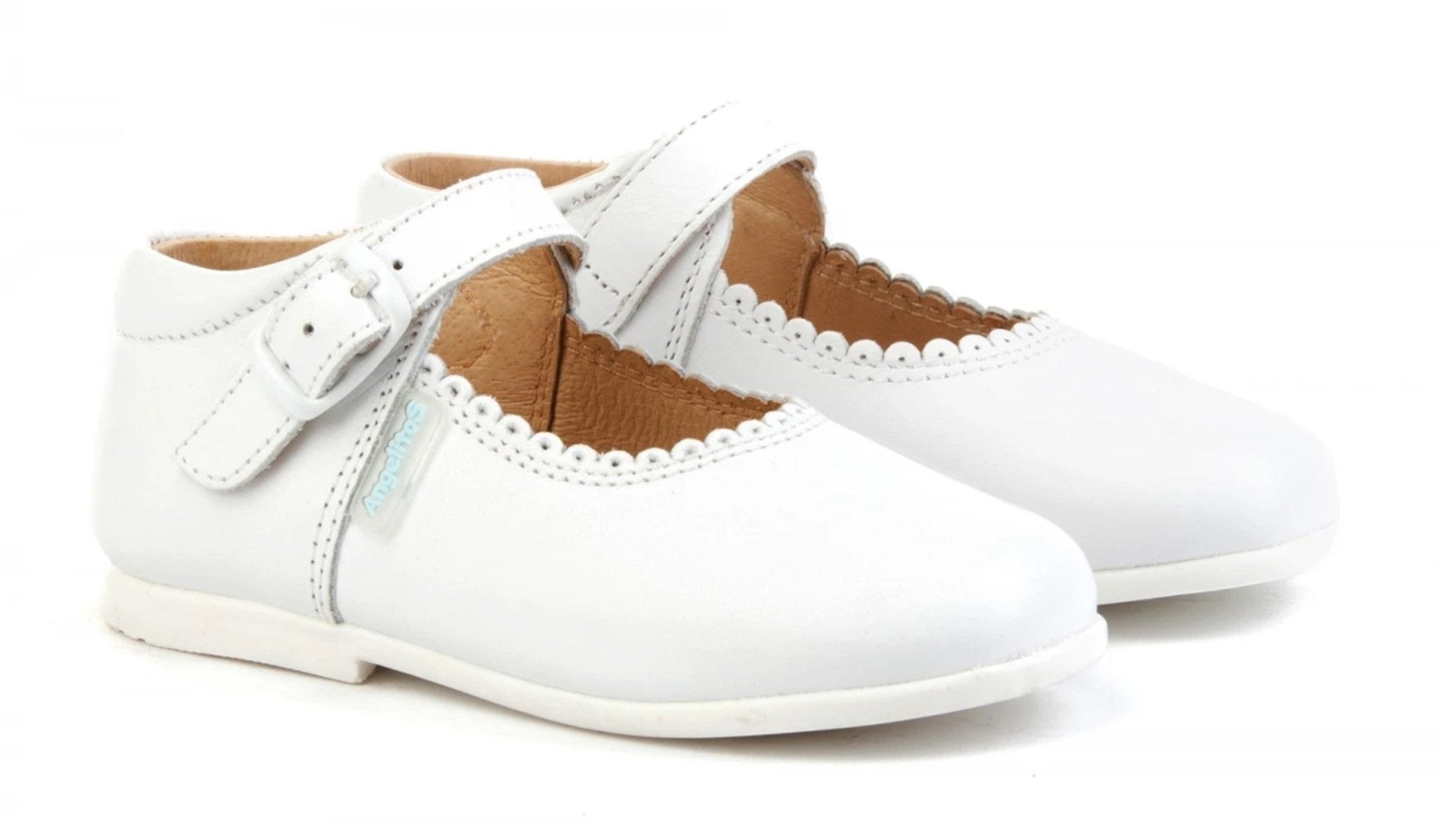 Angelitos Girl's White Leather Mary Jane Shoes