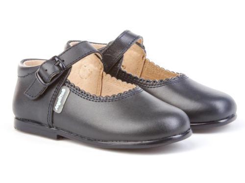 Angelitos Navy Leather Mary Jane Shoes | Spanish Girls' Footwear - Mariposa Children's Boutique