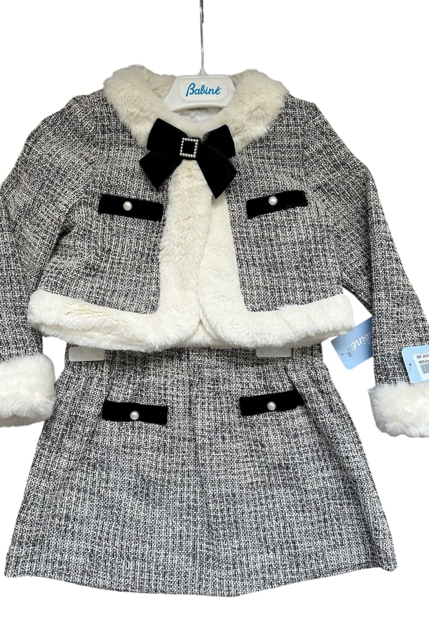 Babine AW25 PRE - ORDER - Girls Black Tweed Skirt & Jacket