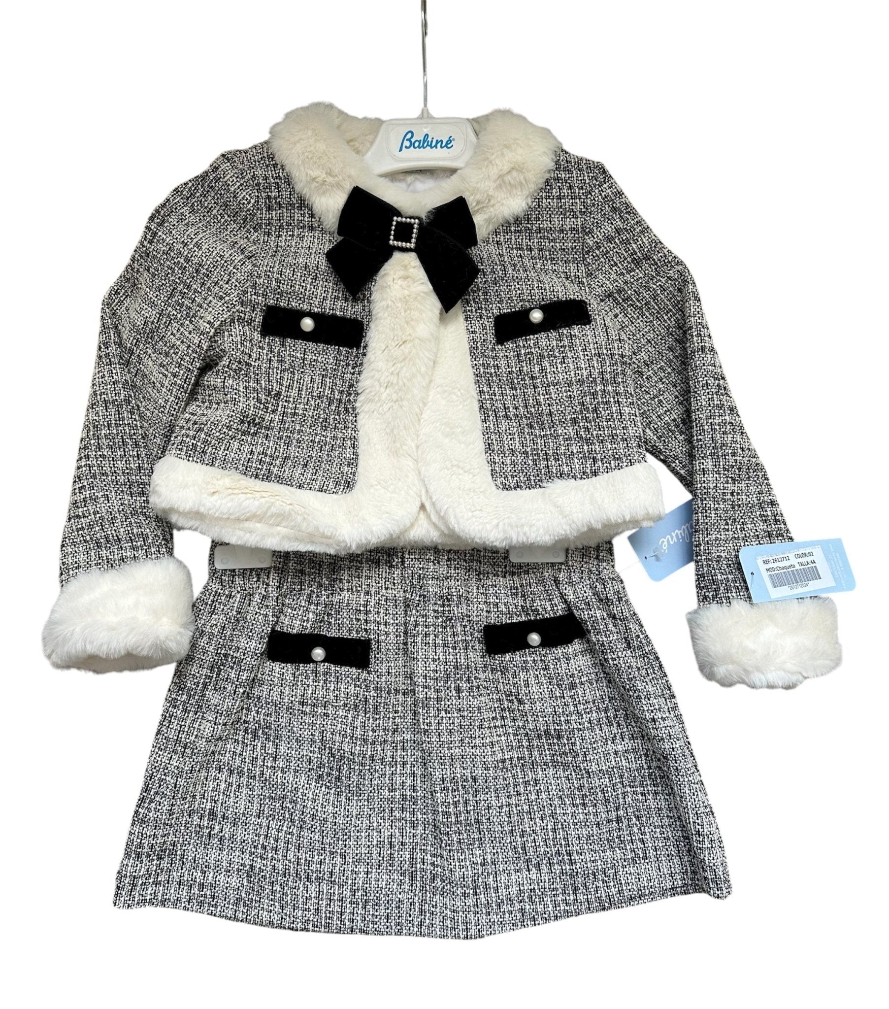 Babine AW25 PRE - ORDER - Girls Black Tweed Skirt & Jacket