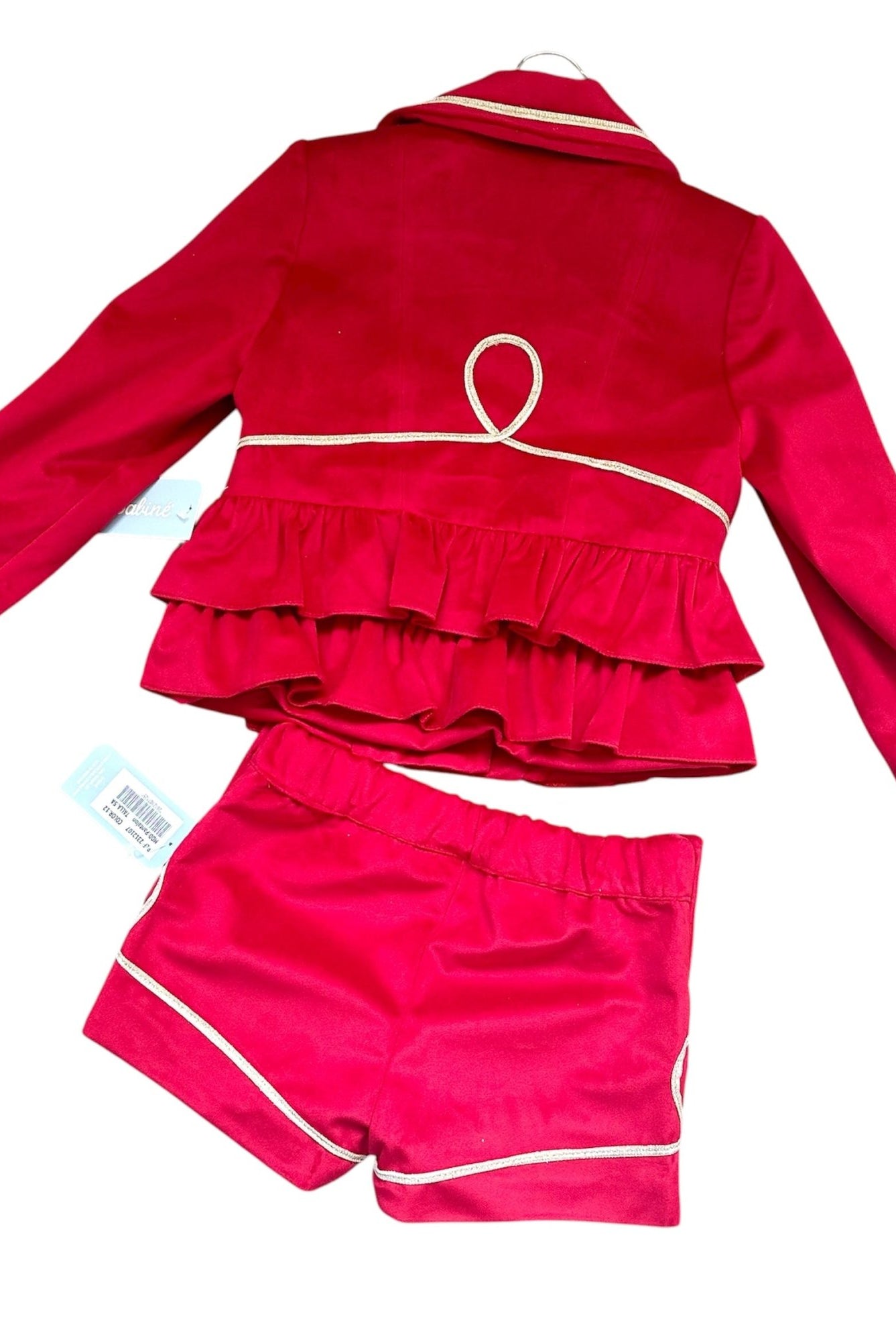 Babine AW25 PRE - ORDER - Girls Red & Gold Velvet Shorts & Jacket