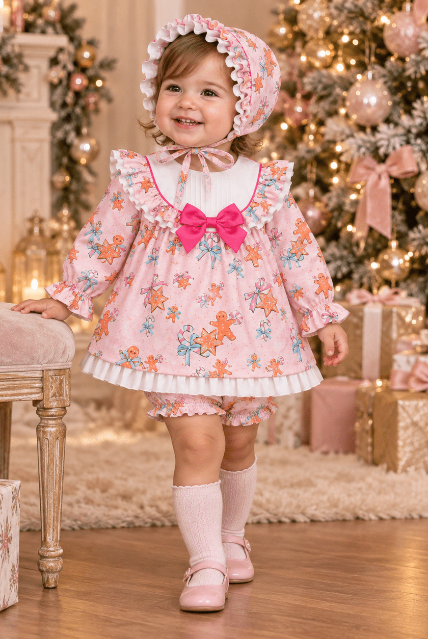 Babine Baby Girls Gingerbread Christmas Dress Set 6M | Clearance Sale