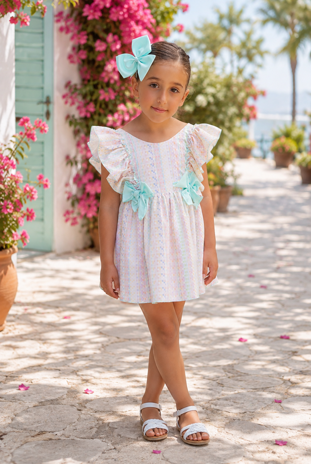 Babine Girls Pastel Abstract Multicolour Summer Dress - SS26