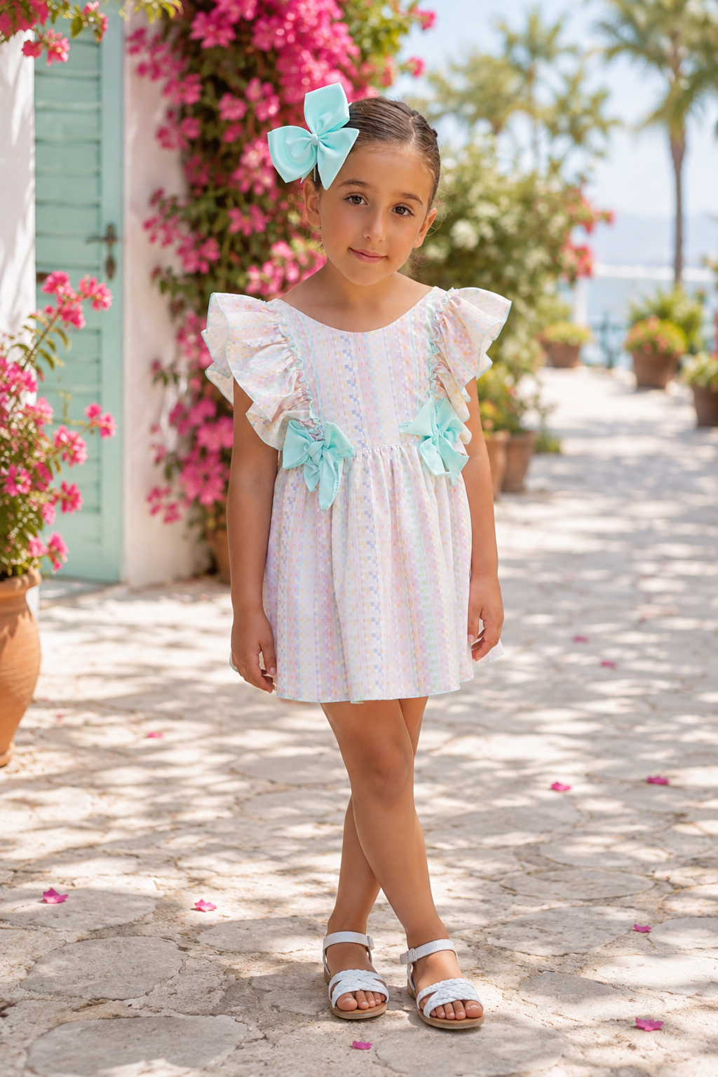 Babine Girls Pastel Abstract Multicolour Summer Dress - SS26