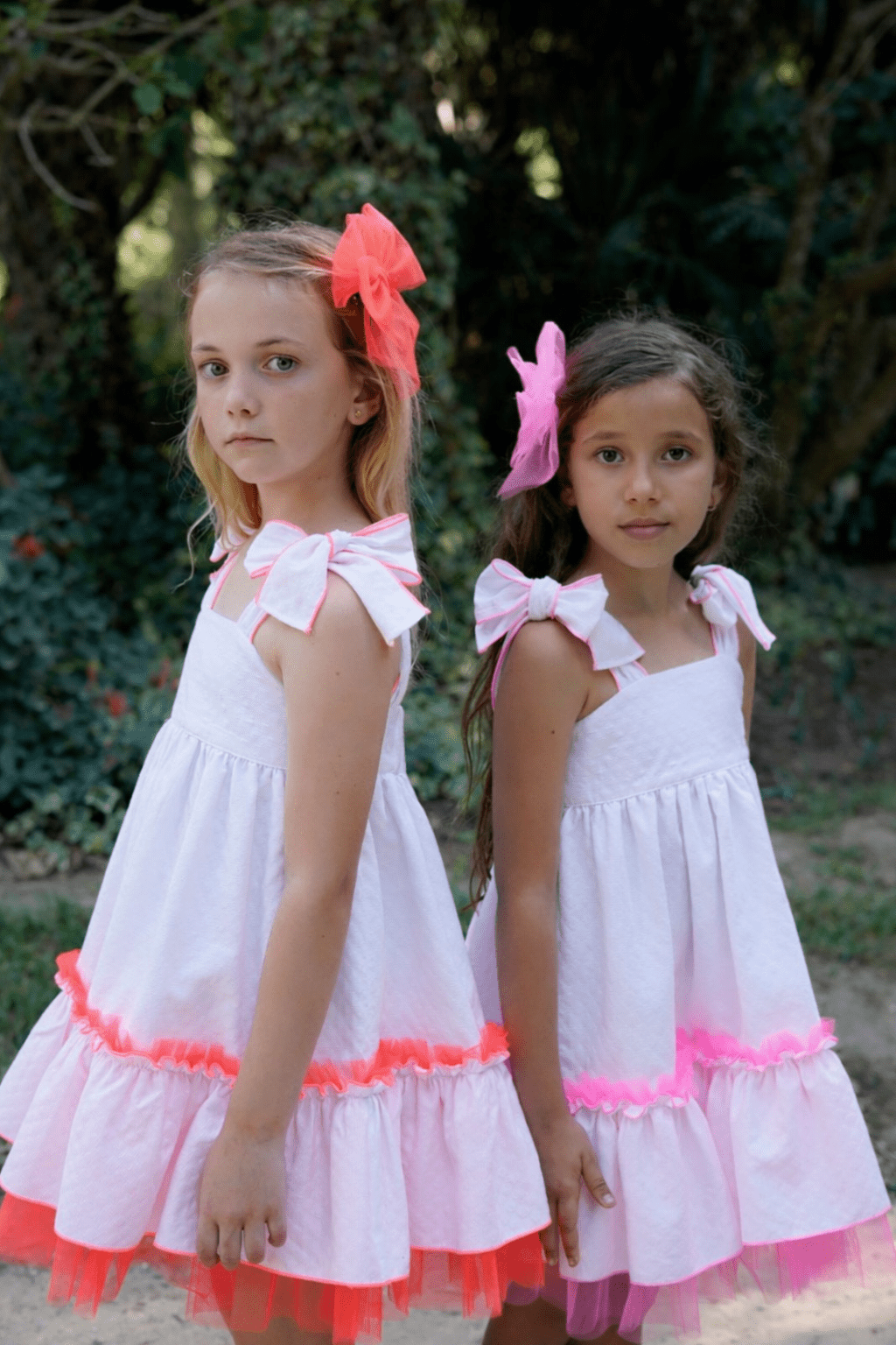 Babine SS26 - Girls White and Neon Pink Summer Dress