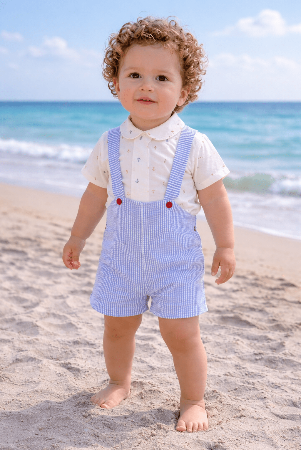 Babine SS26 PRE - ORDER - Baby Boys Anchor Collection Short Dungaree and Shirt Set