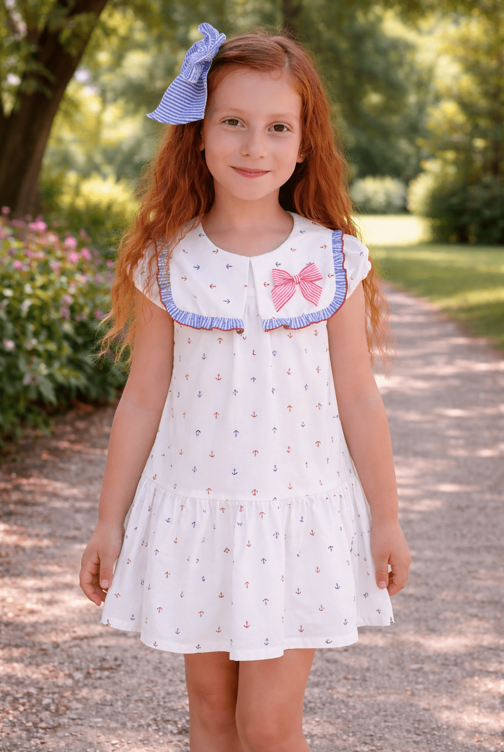 Babine SS26 PRE - ORDER - Girls Anchor Nautical Print Dress