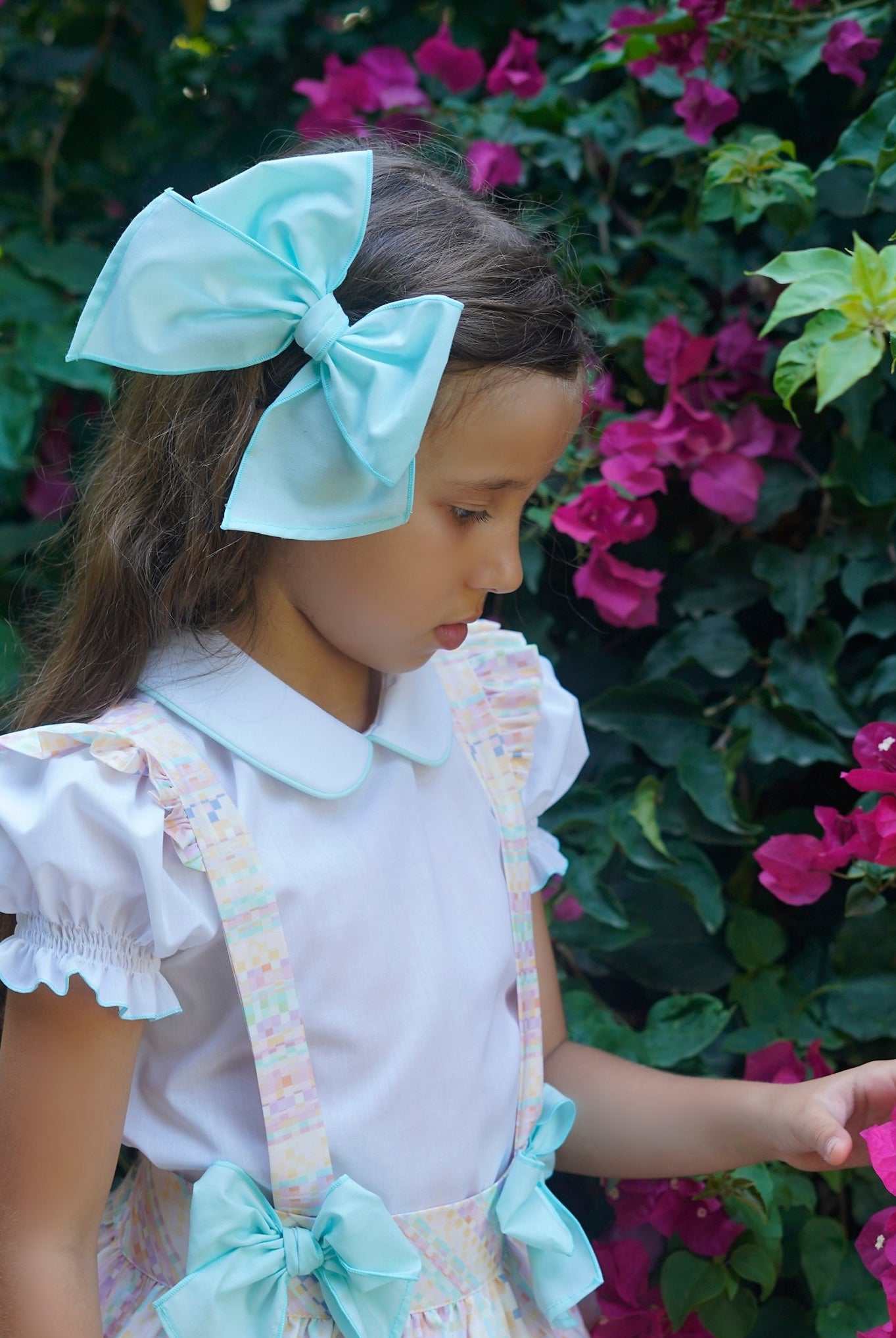 Girls Babine SS26 Pastel Abstract Mint Hairbow.