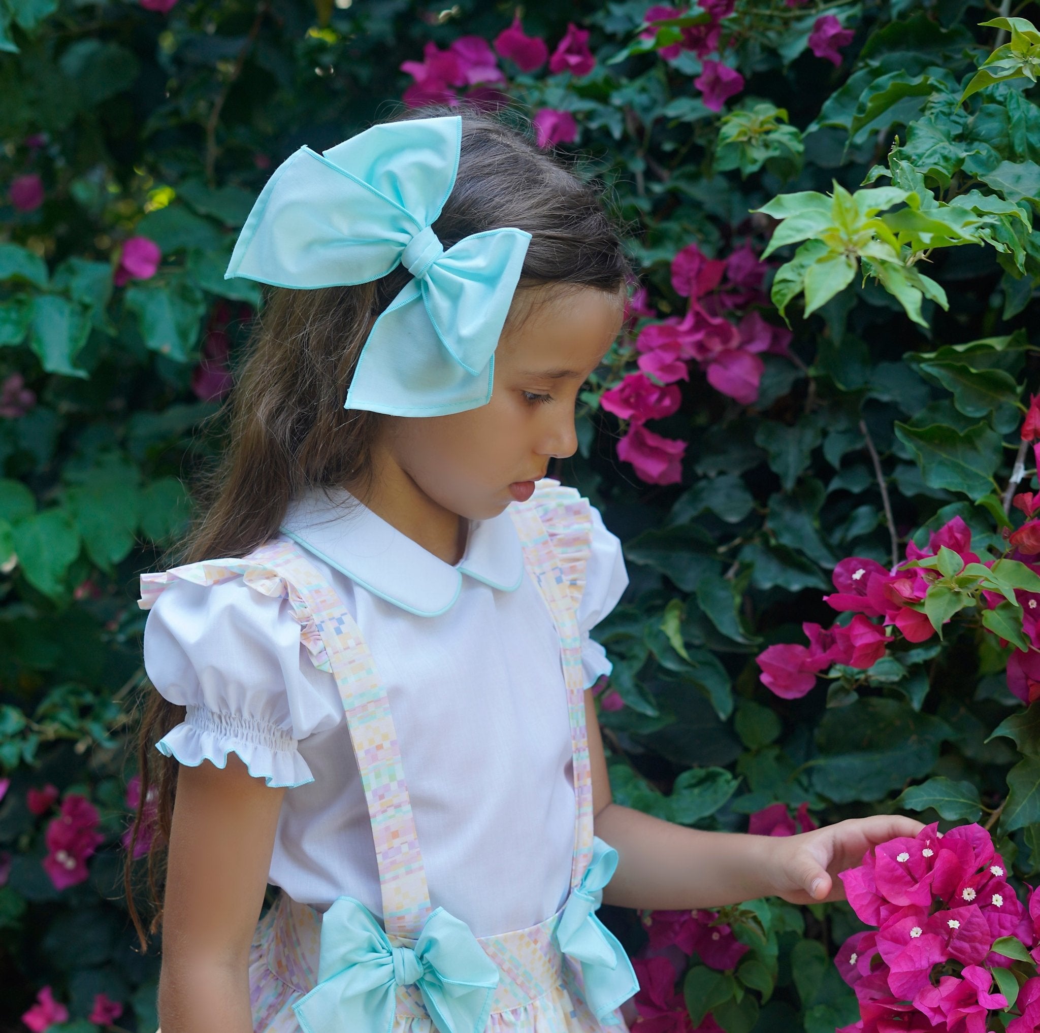 Girls Babine SS26 Pastel Abstract Mint Hairbow.