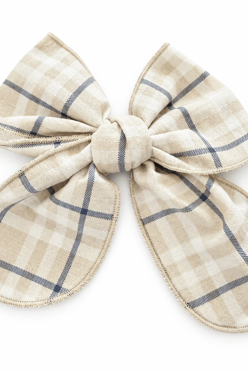 Basmarti Girls Beige Check Hairbow | AW26