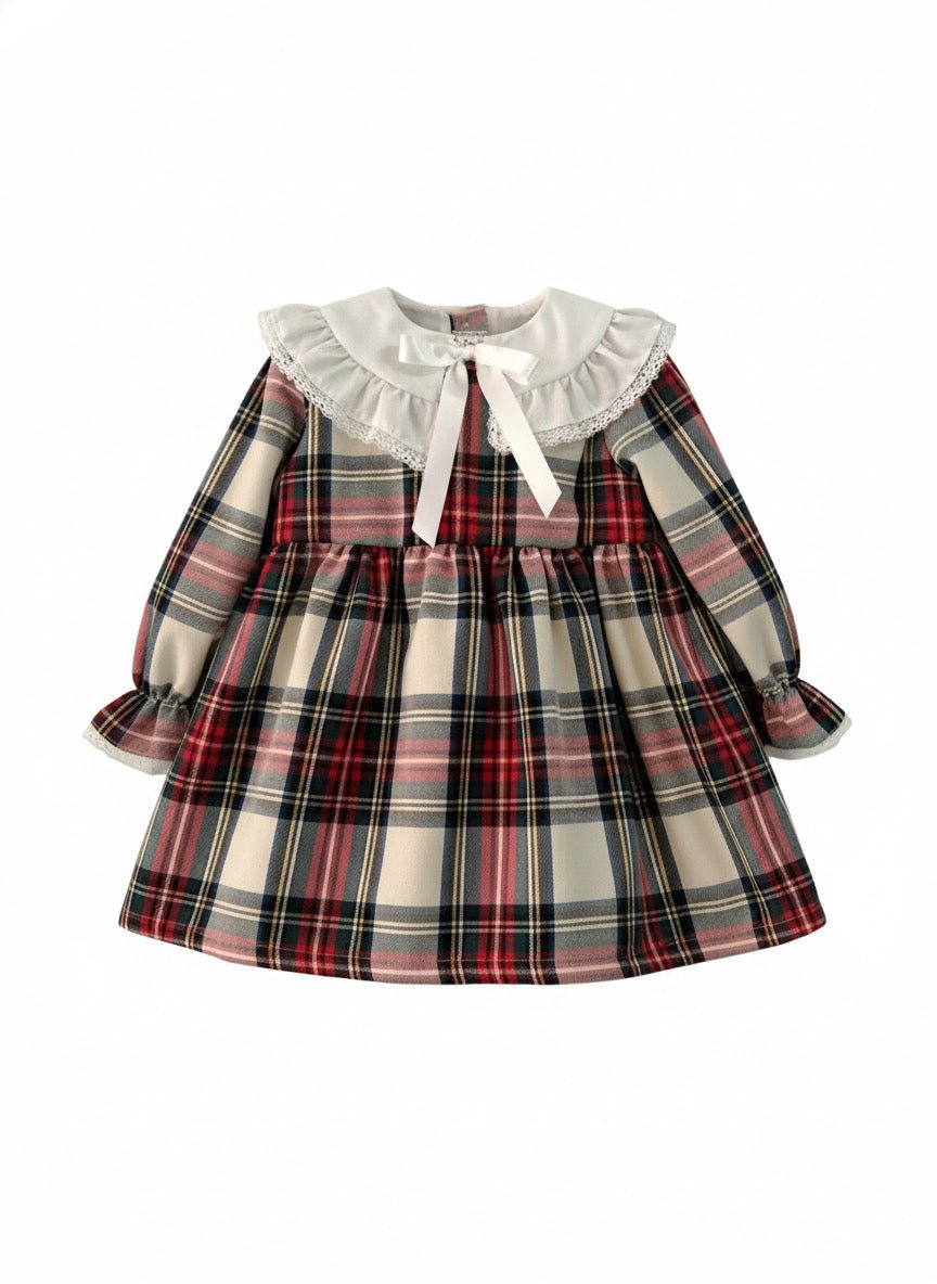 Be Chic Girls Ivory Tartan Dress | AW26 PRE-ORDER