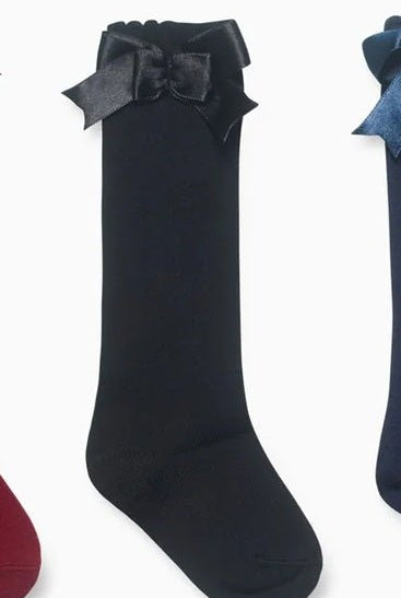 Beau KiD AW25 - Girls Black Knee High Bow Socks