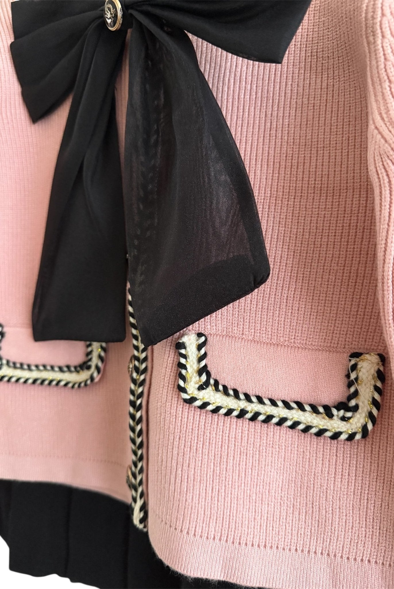 Beau KiD AW25 - Girls Pink & Black Knitted Skirt Set