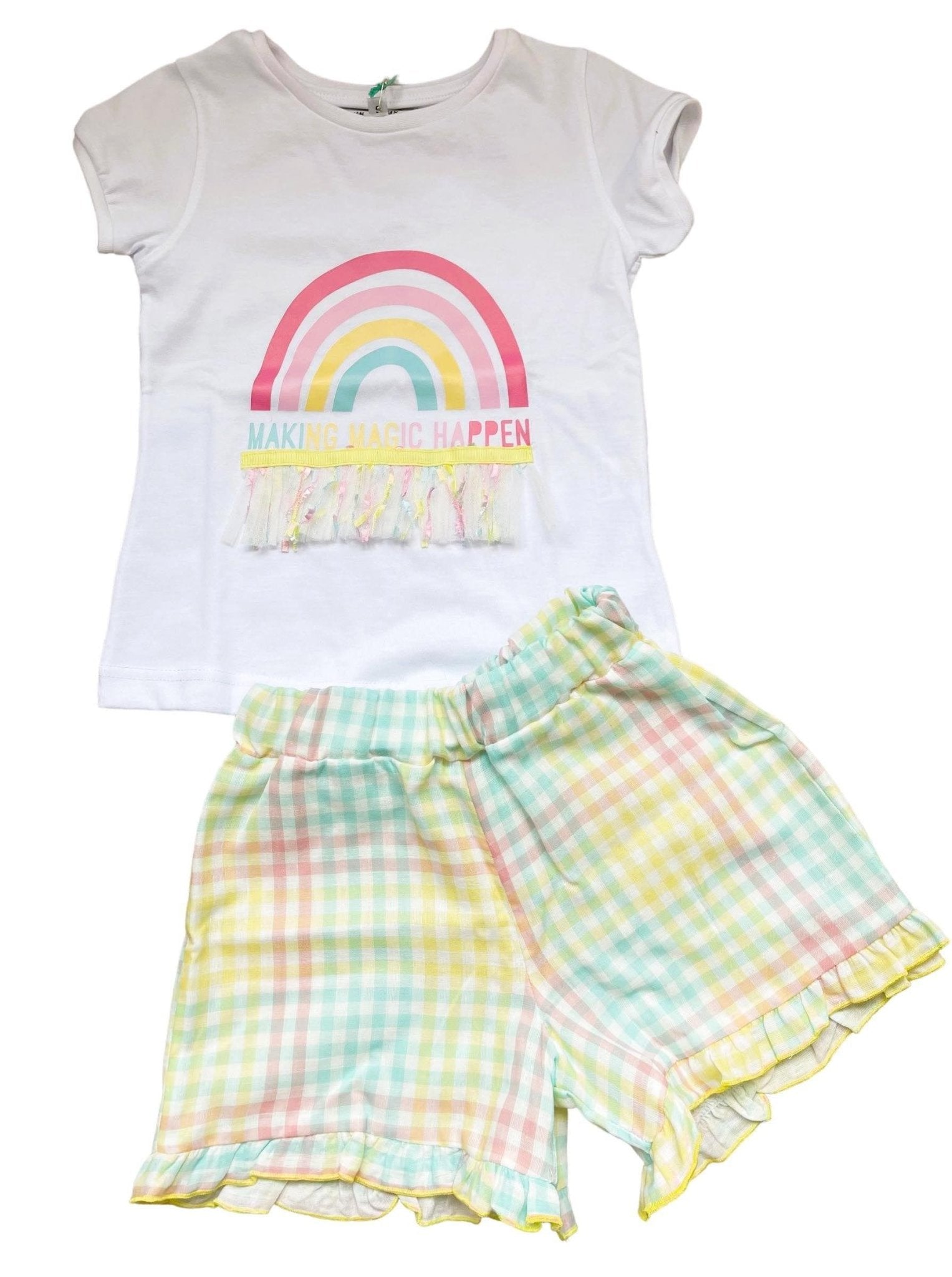 CLEARANCE DEAL - Alhuka Summer - Londres Pastel Multi Colour Shorts & T-Shirt Set - Mariposa Children's Boutique