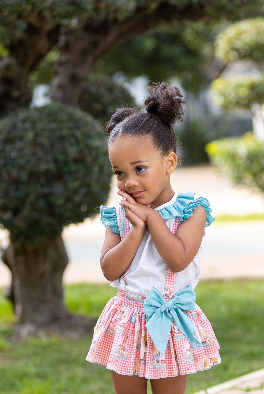 CLEARANCE SALE - Abuela Tata - Baby Girls Skirted Jam Pants Romper with Matching Blouse 352 - Mariposa Children's Boutique