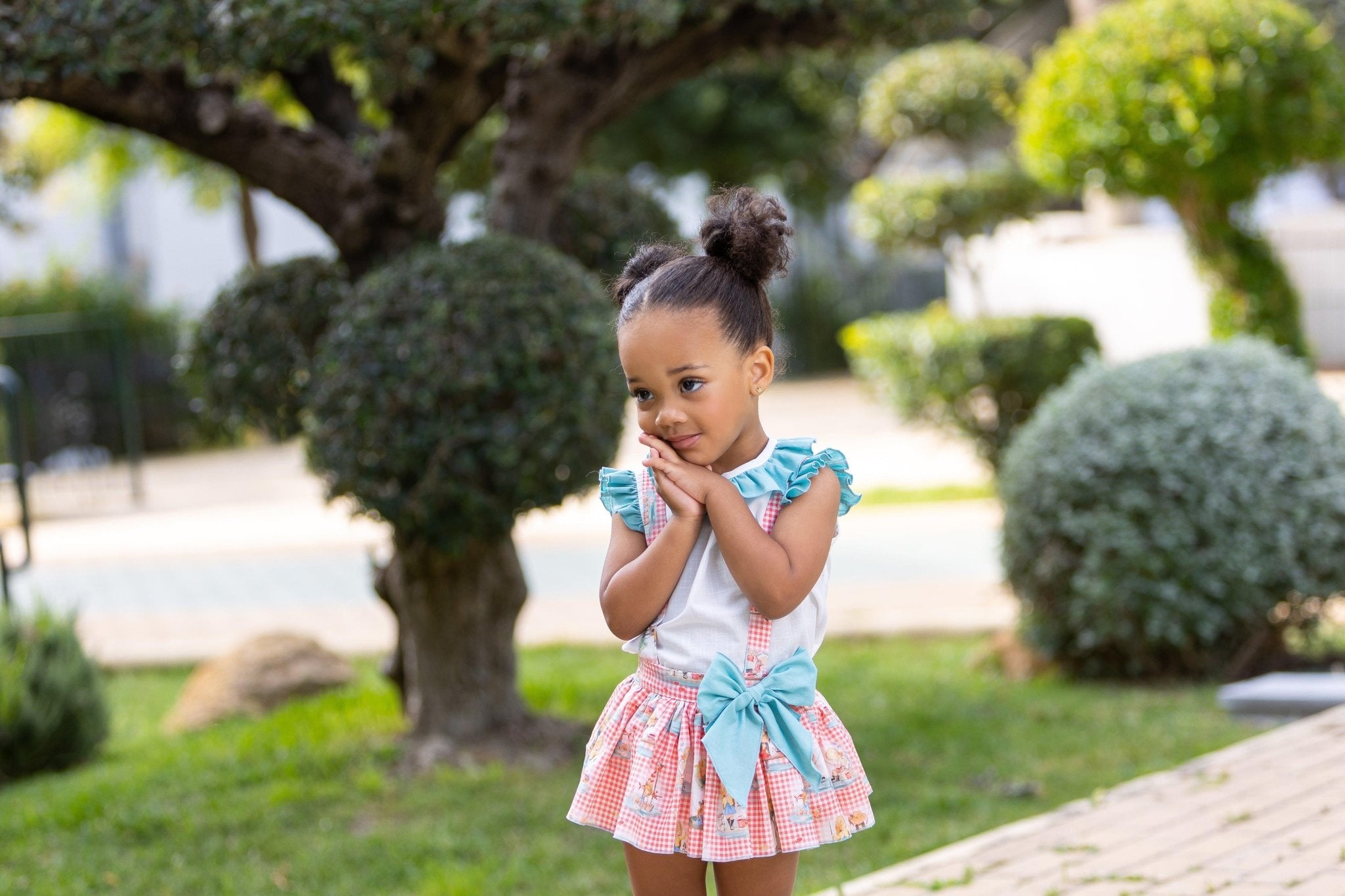 CLEARANCE SALE - Abuela Tata - Baby Girls Skirted Jam Pants Romper with Matching Blouse 352 - Mariposa Children's Boutique