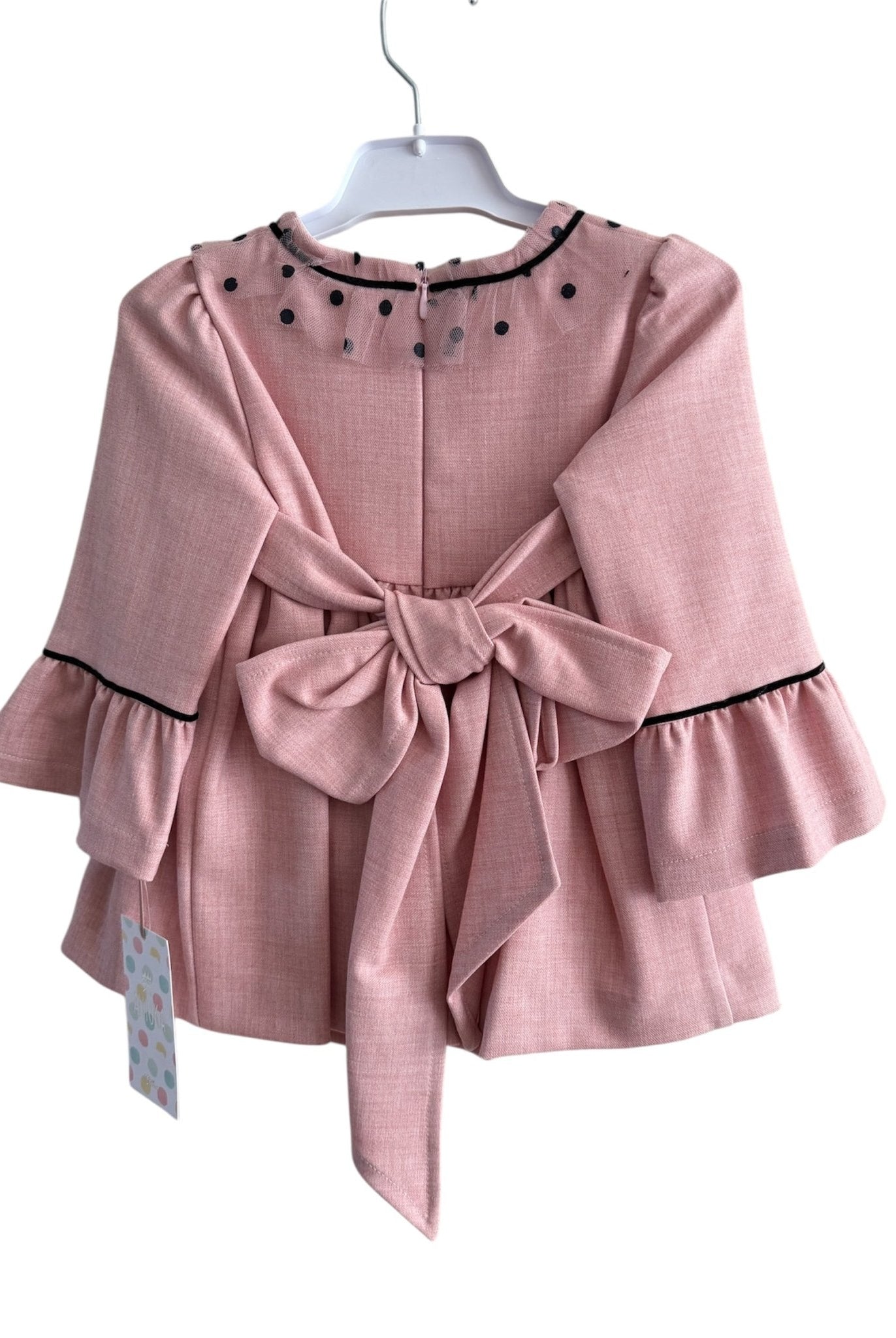 Clearance Sale Alhuka - Girl's Pink Dress with Black Polka Dots