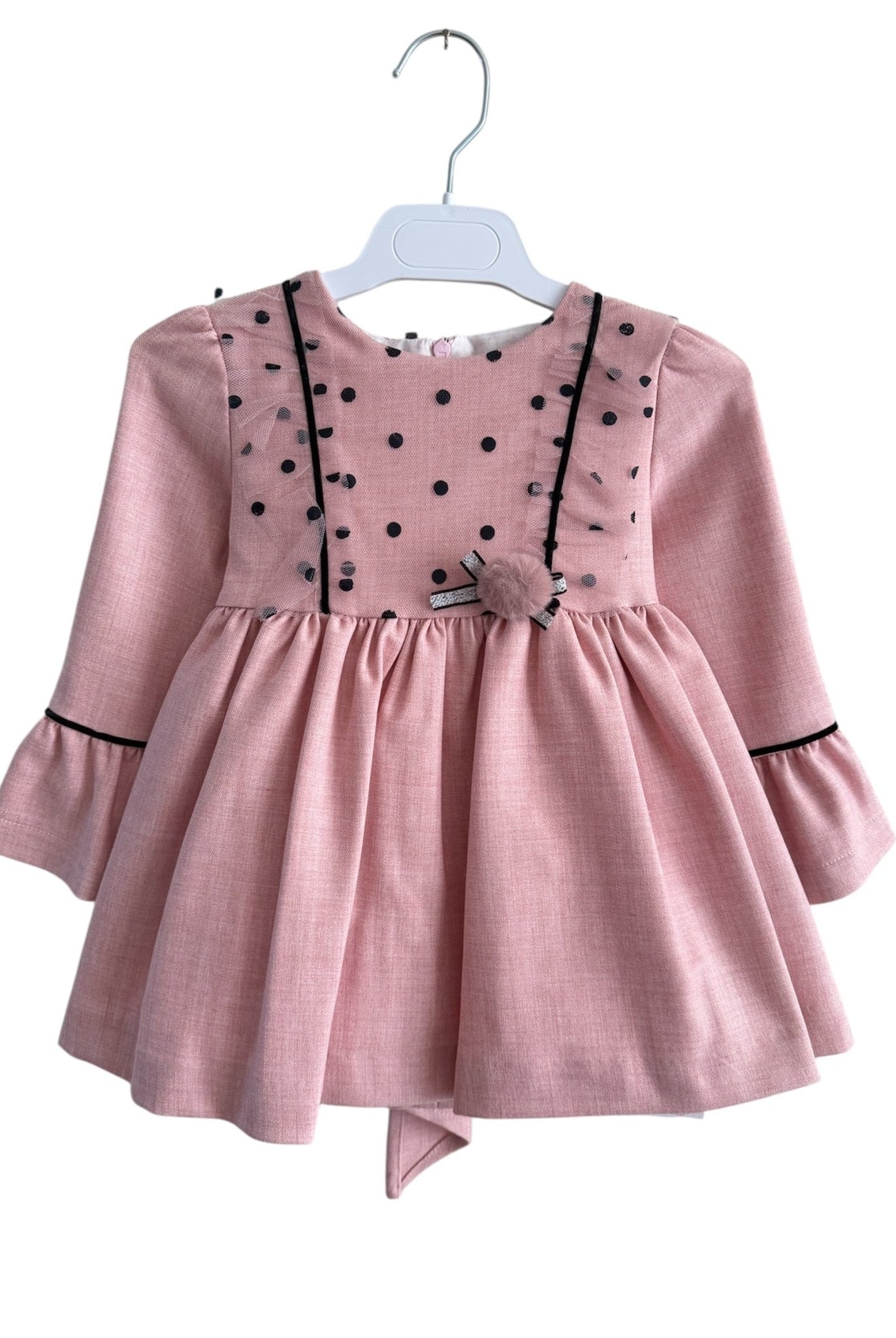 Clearance Sale Alhuka - Girl's Pink Dress with Black Polka Dots