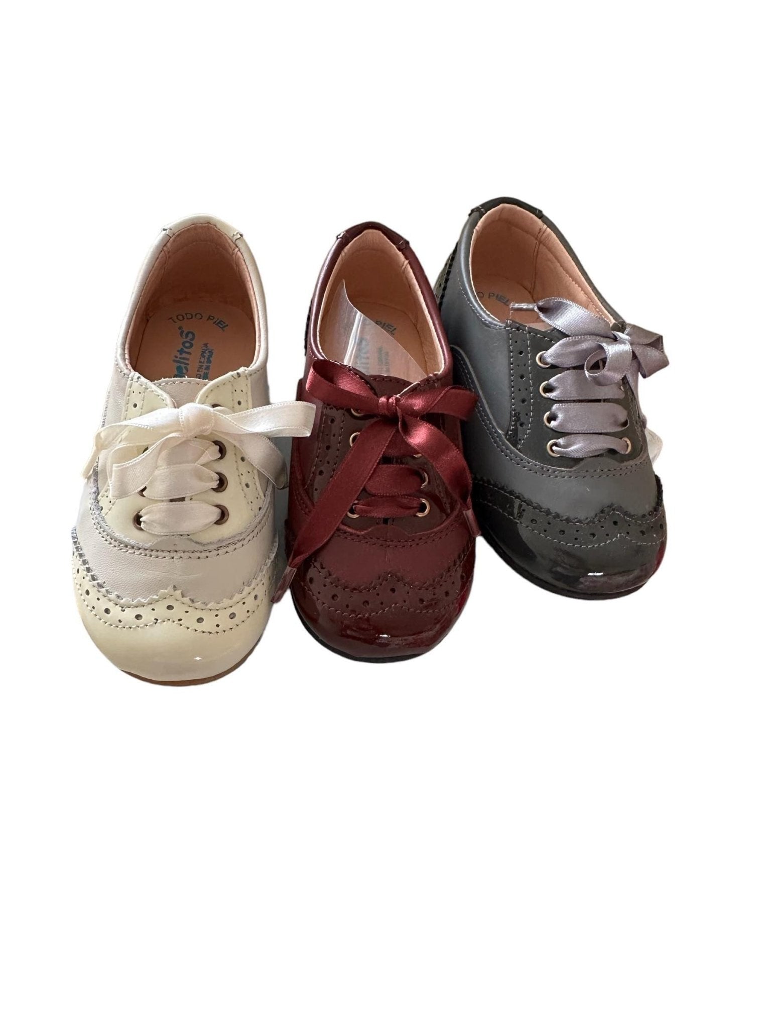 CLEARANCE SALE Angelitos - Girls Grey Lace Tie Shoes In - Stock EU 24 - Mariposa Children's Boutique