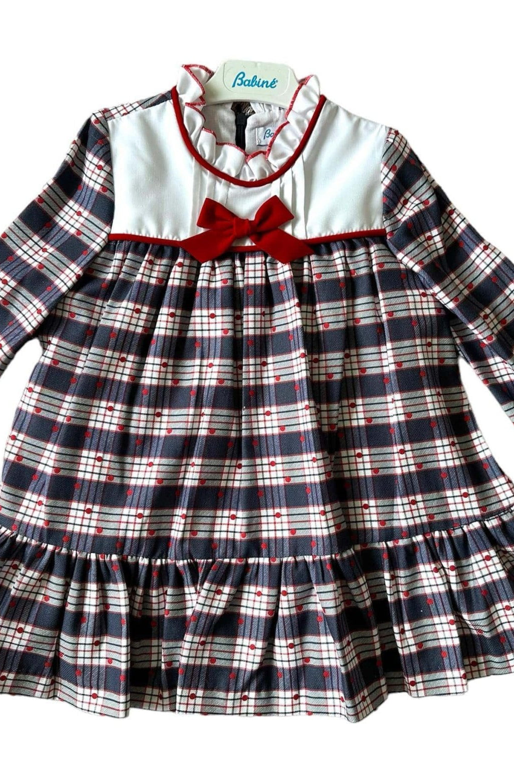 CLEARANCE SALE - Babine - Girls Navy & Red Check Dress - Mariposa Children's Boutique