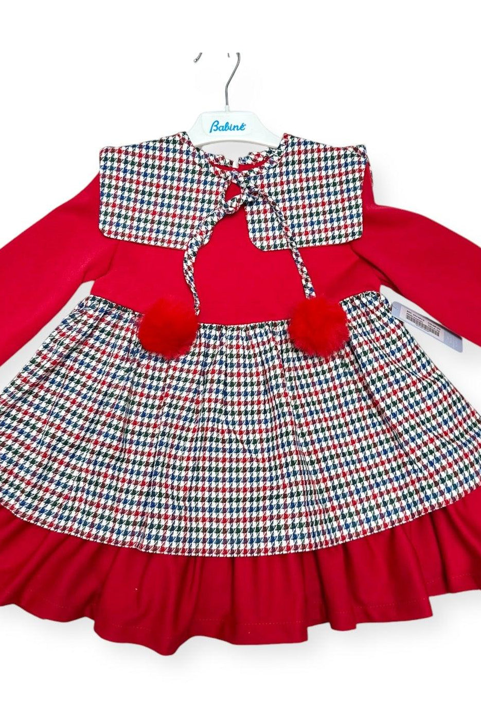 CLEARANCE SALE Babine - Girls Red & Navy Dogtooth Print Dress - Mariposa Children's Boutique