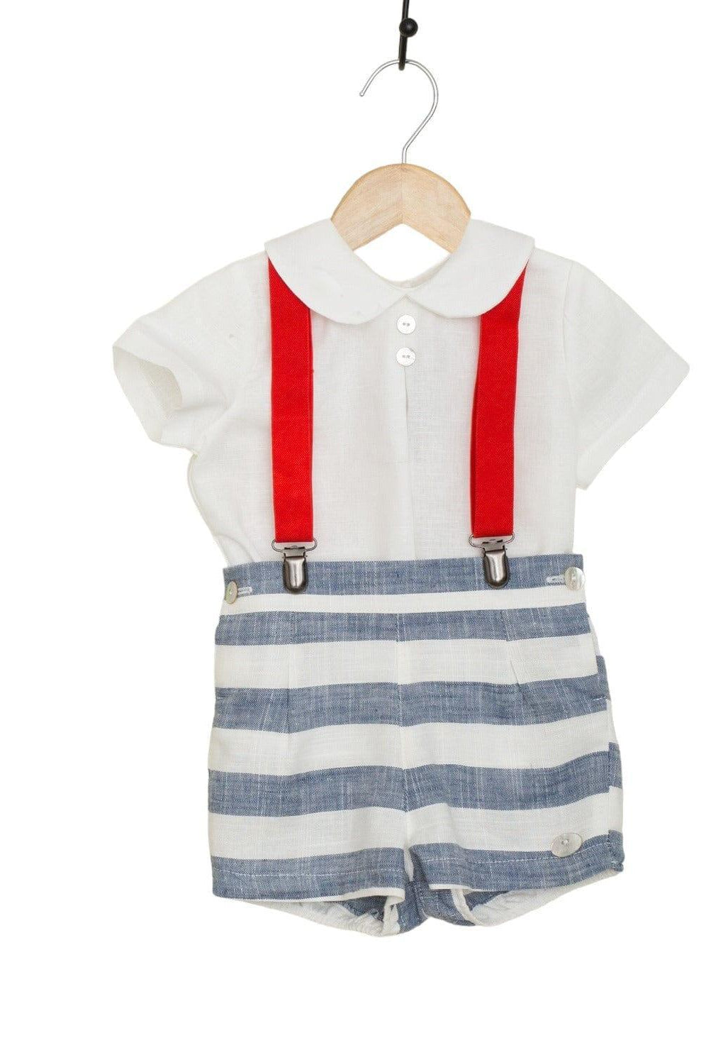 Basmarti - Baby Boys Stripe Shorts, Shirt & Braces Set