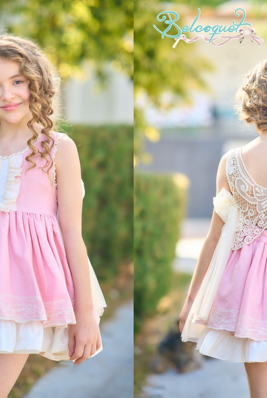 CLEARANCE SALE - Belcoquet - Girls Oasis Butterfly Back Pink Dress - Mariposa Children's Boutique