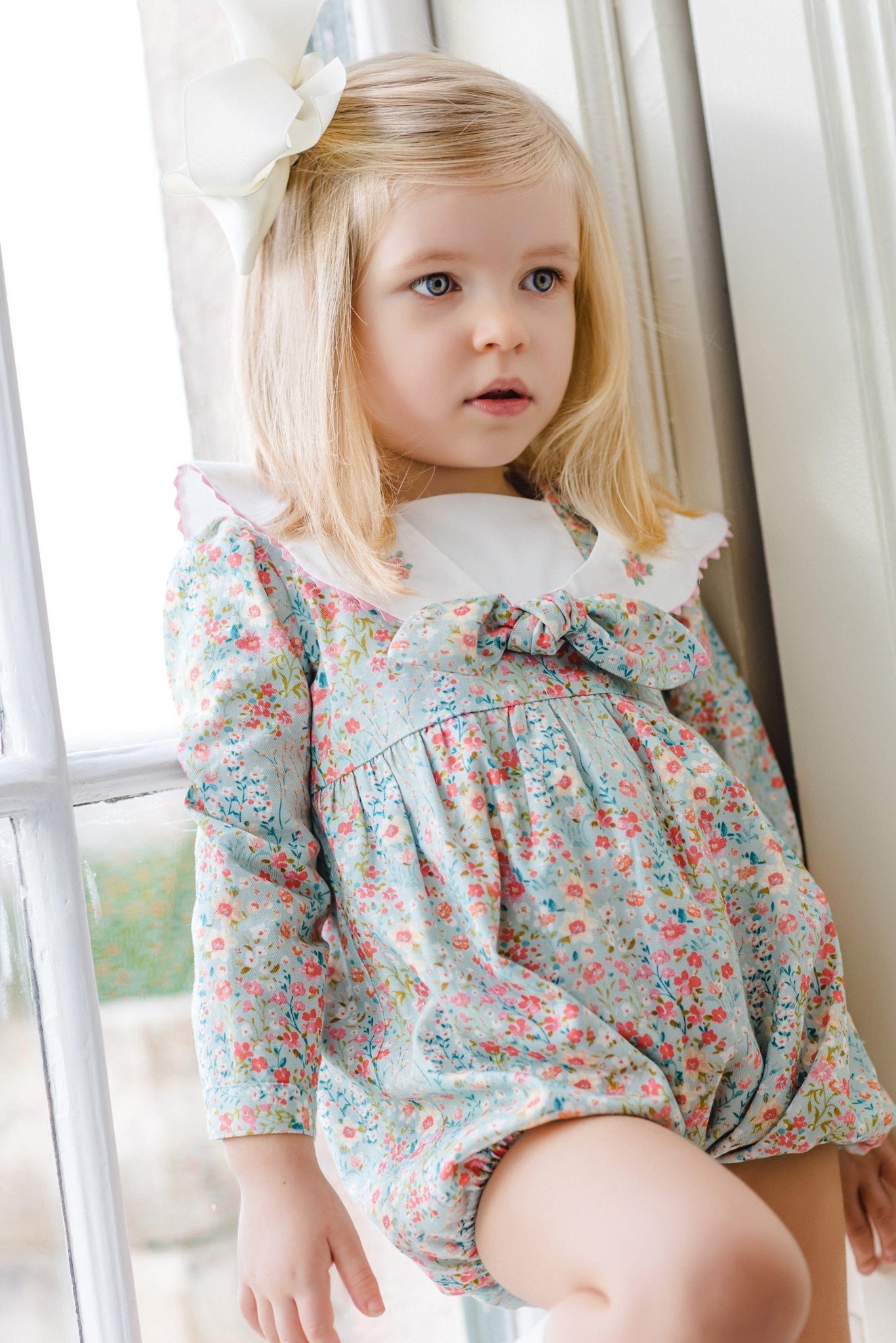 CLEARANCE SALE - CLEARANCE DEAL - Sal & Pimenta - Baby Girls Floral Lake Romper 6m - Mariposa Children's Boutique