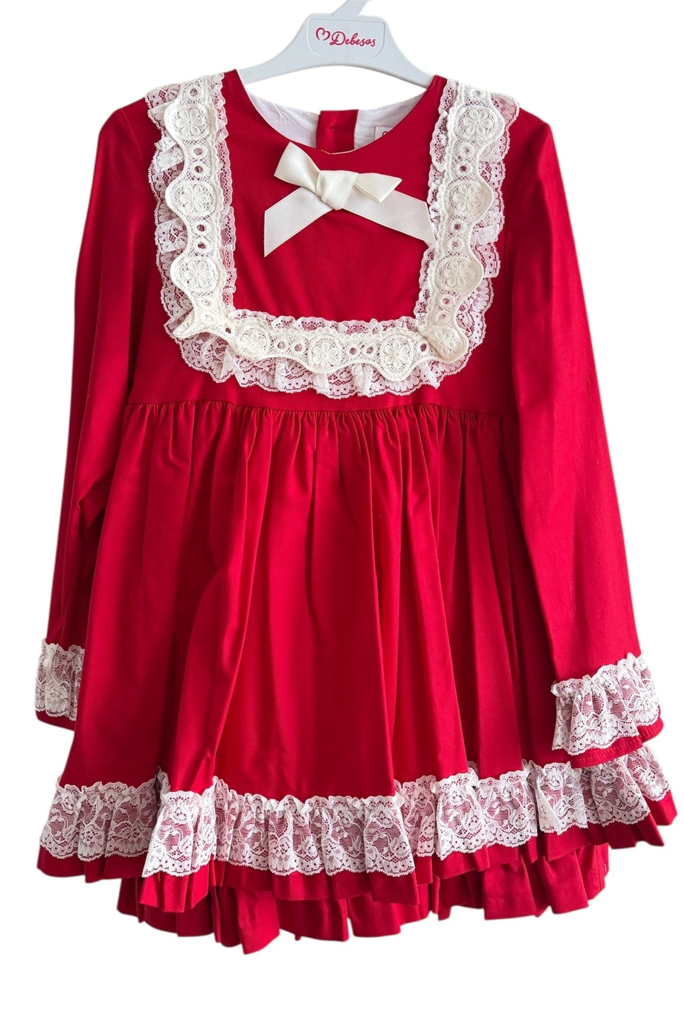 Clearance Sale Debesos - Girl's Red & Cream Dress