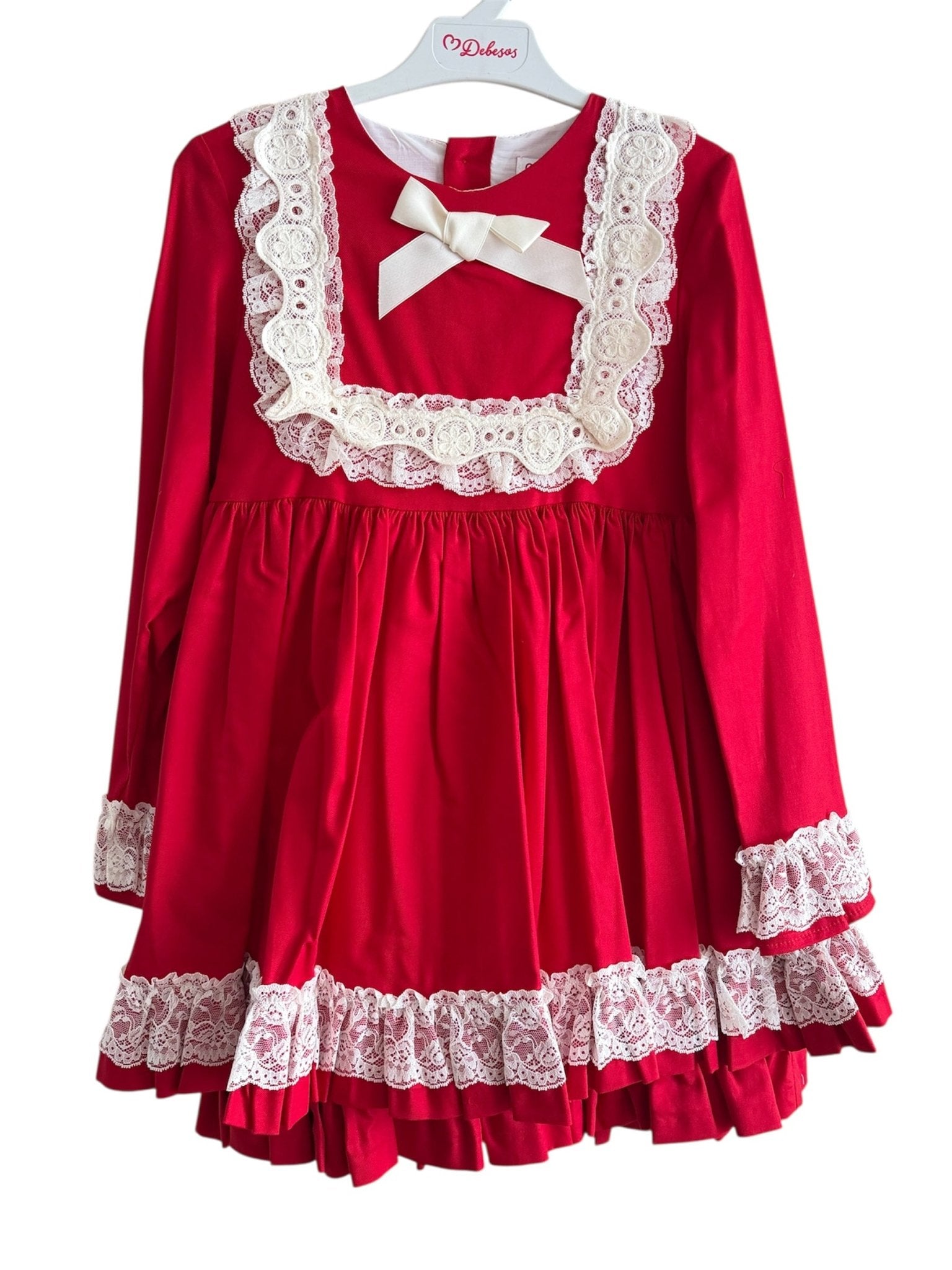 Clearance Sale Debesos - Girl's Red & Cream Dress