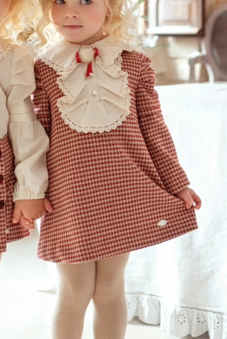 Clearance Sale - Girl's Red & Cream Check Dress