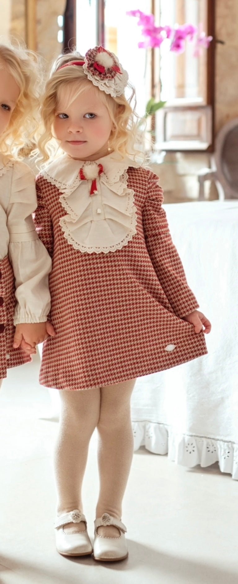Clearance Sale - Girl's Red & Cream Check Dress