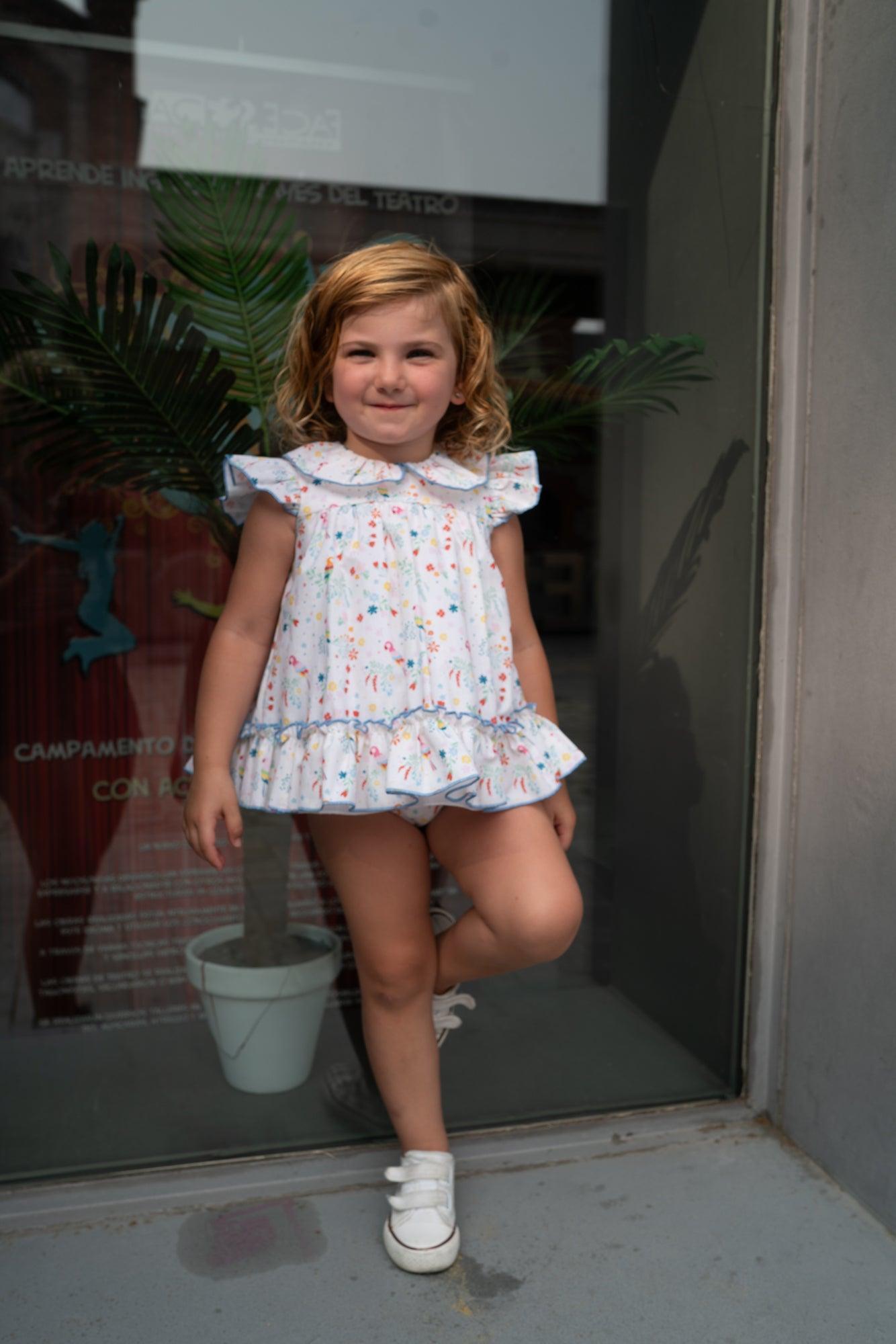 CLEARANCE SALE - Lililu by El Copo - Baby Girls Multi Colour Summer Dress with Knickers - Mariposa Children's Boutique