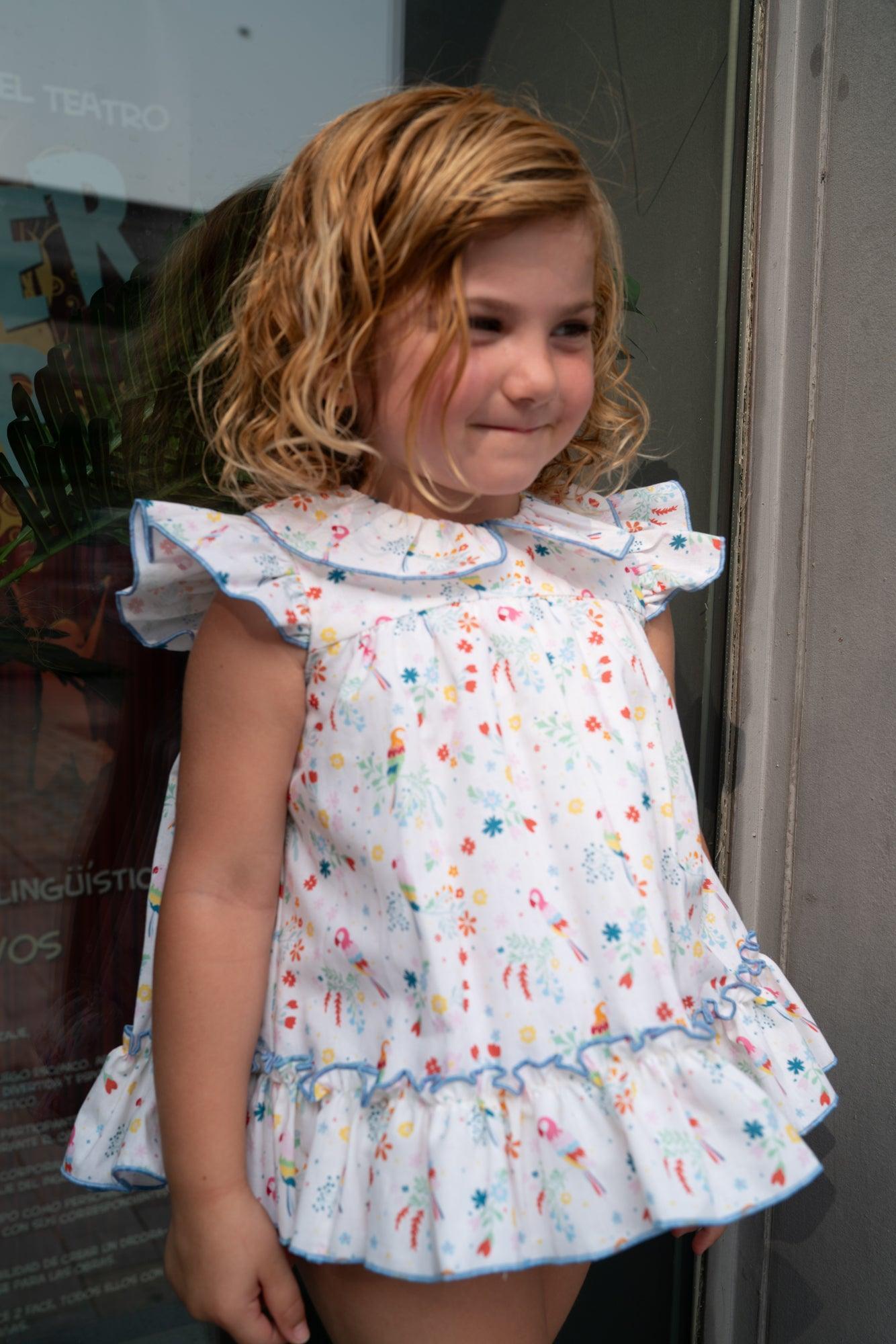CLEARANCE SALE - Lililu by El Copo - Baby Girls Multi Colour Summer Dress with Knickers - Mariposa Children's Boutique