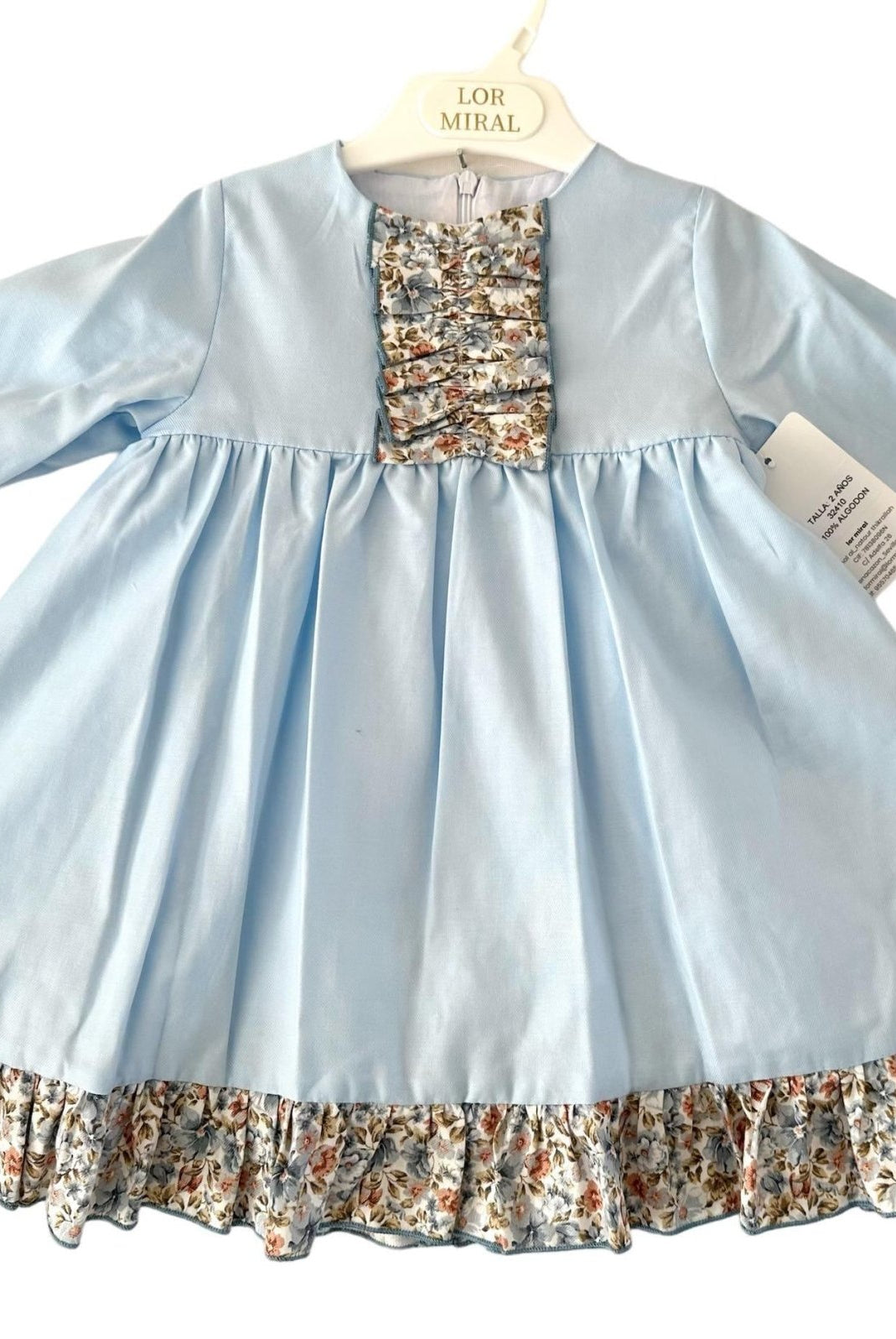 CLEARANCE SALE - Lor Miral - Baby Girl's Blue Floral Print Dress 32010 - Mariposa Children's Boutique