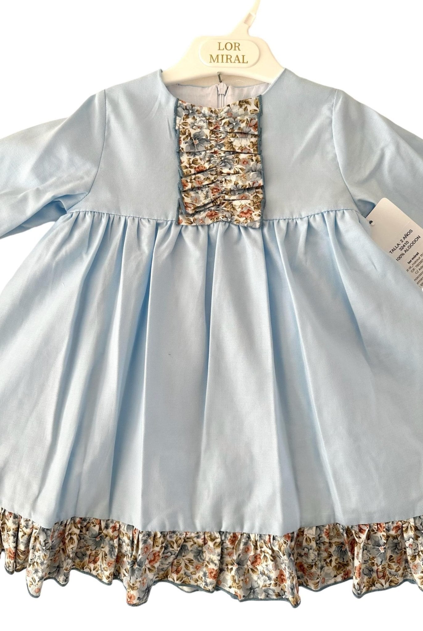 CLEARANCE SALE - Lor Miral - Baby Girl's Blue Floral Print Dress 32010 - Mariposa Children's Boutique