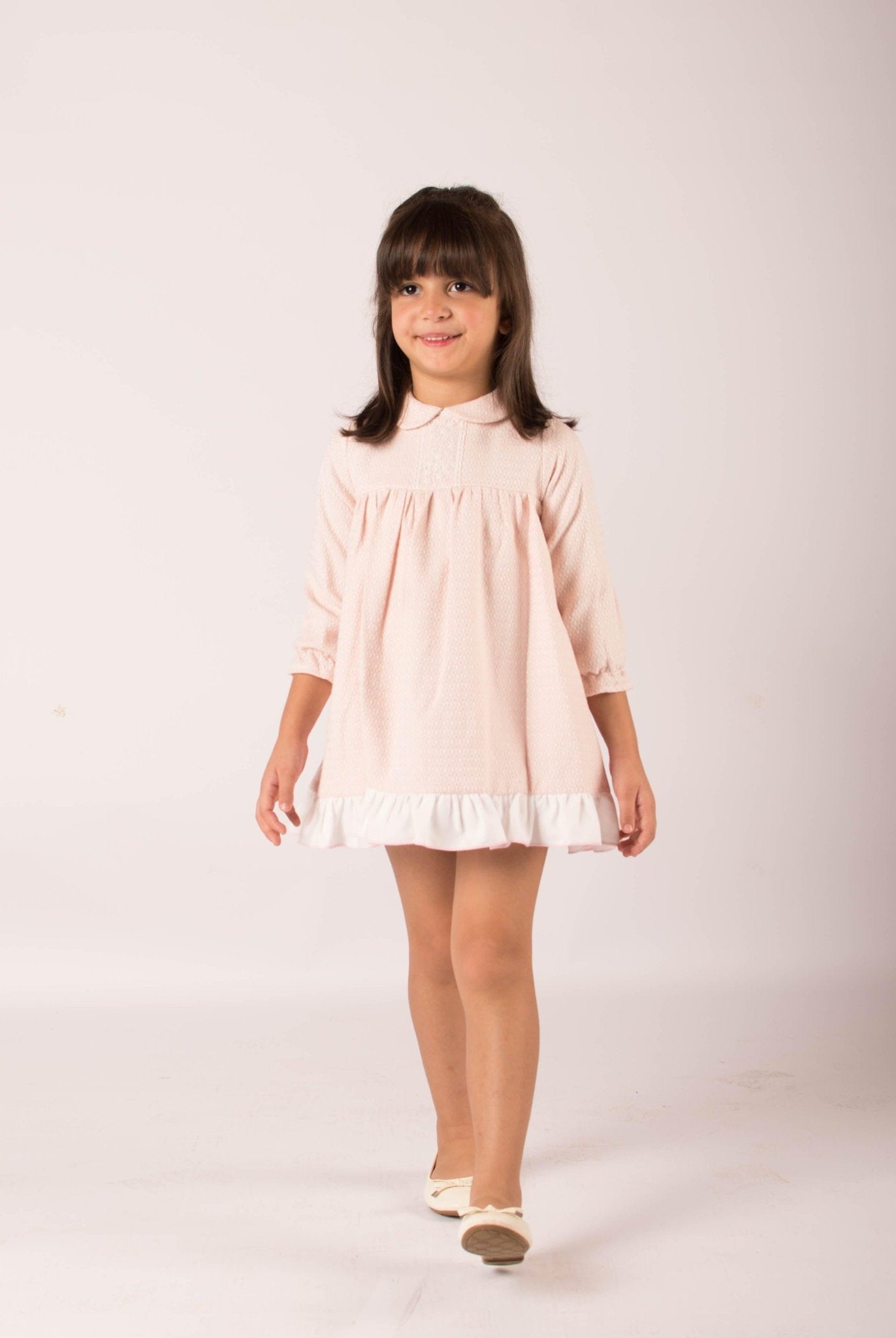 CLEARANCE SALE - Lor Miral - Baby Girls Pink & Cream Dress & Knickers 32012 - Mariposa Children's Boutique